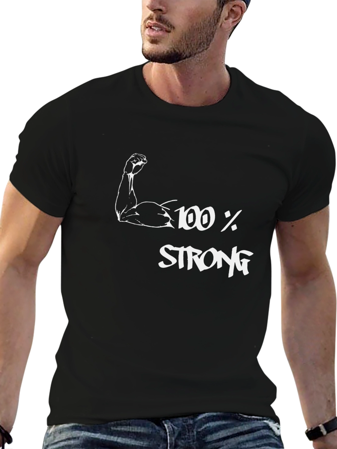 Black 100% Strong Graphic T-Shirt - Black view 6