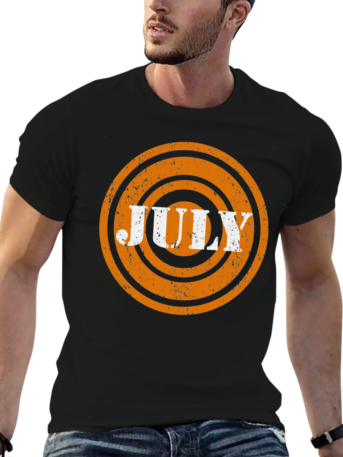 Black July Graphic Tee - Retro Circle Design view 6