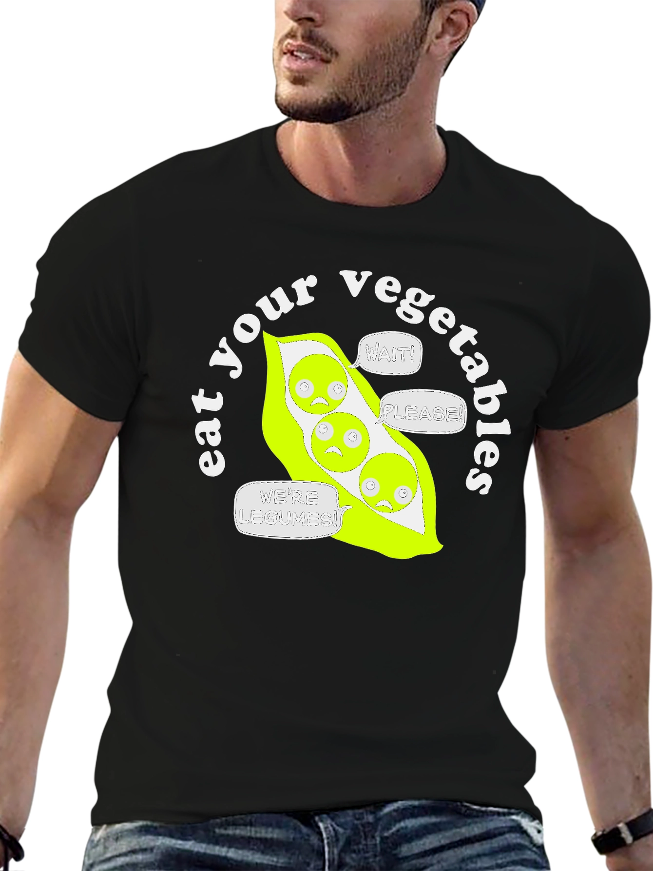 Black Eat Your Vegetables Funny Graphic T-Shirt view 6