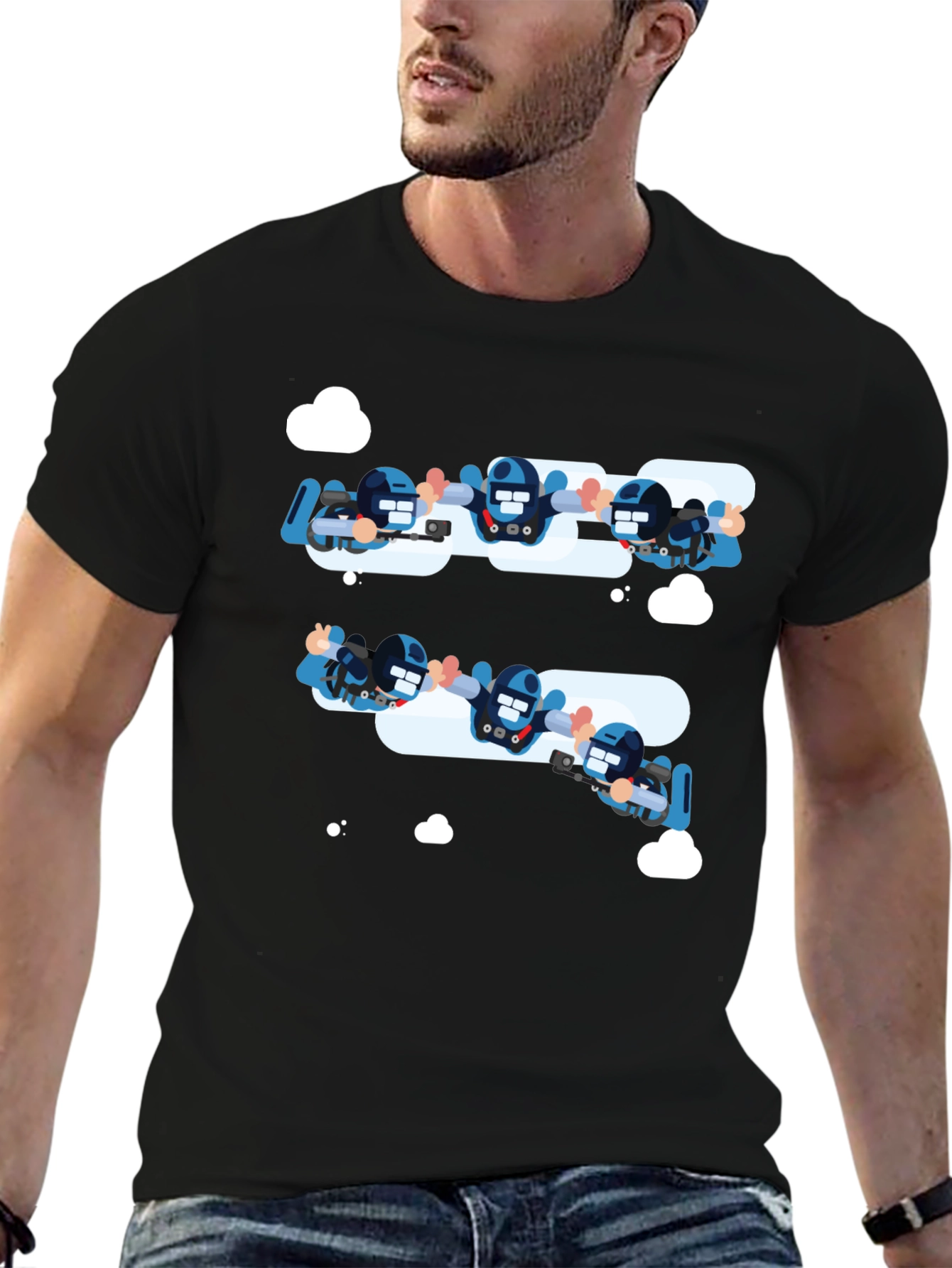 Black Skydiving Squad Black T-Shirt view 6