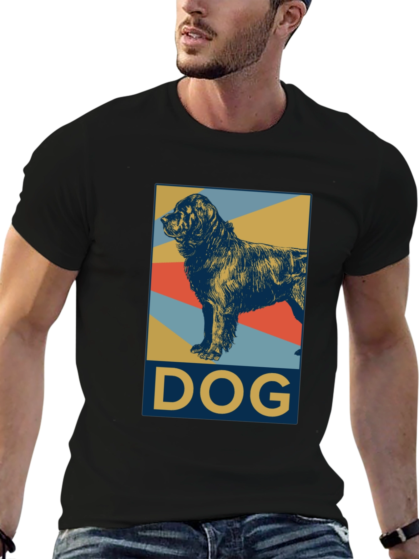 Black Dog Graphic Tee - Black Cotton Casual Shirt view 6