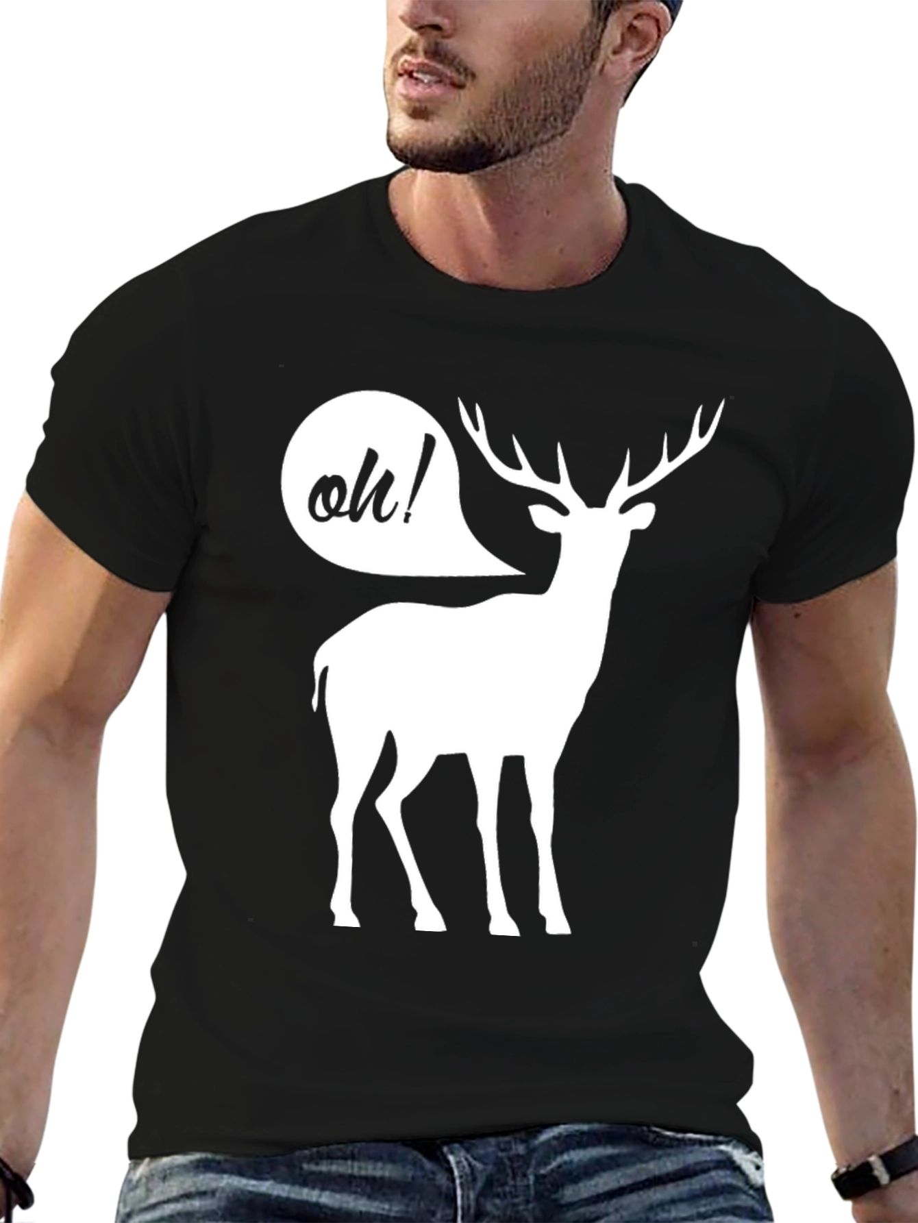 Black Oh Deer! Funny Graphic T-Shirt view 6