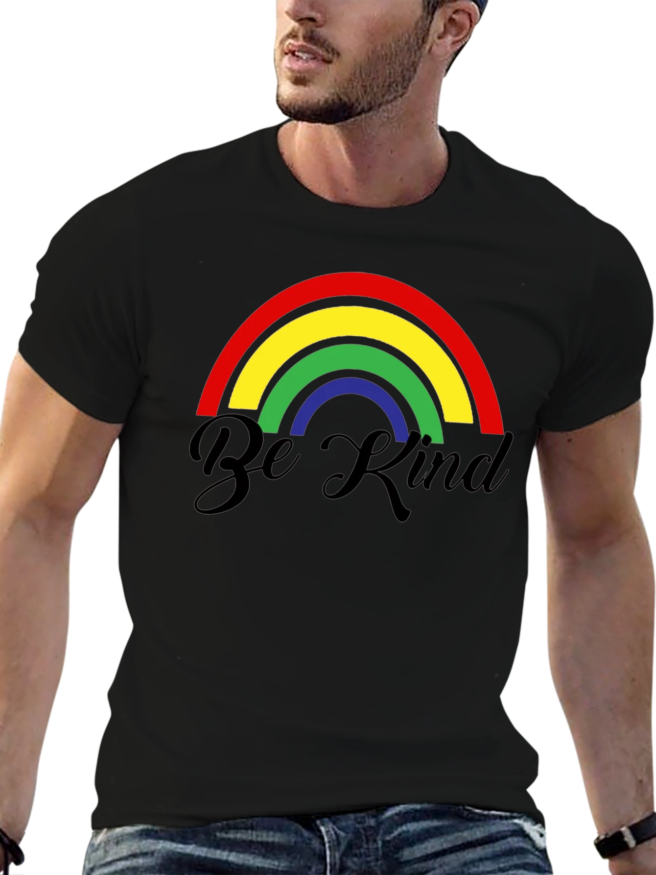 Black Be Kind Rainbow Graphic T-Shirt - Black view 6