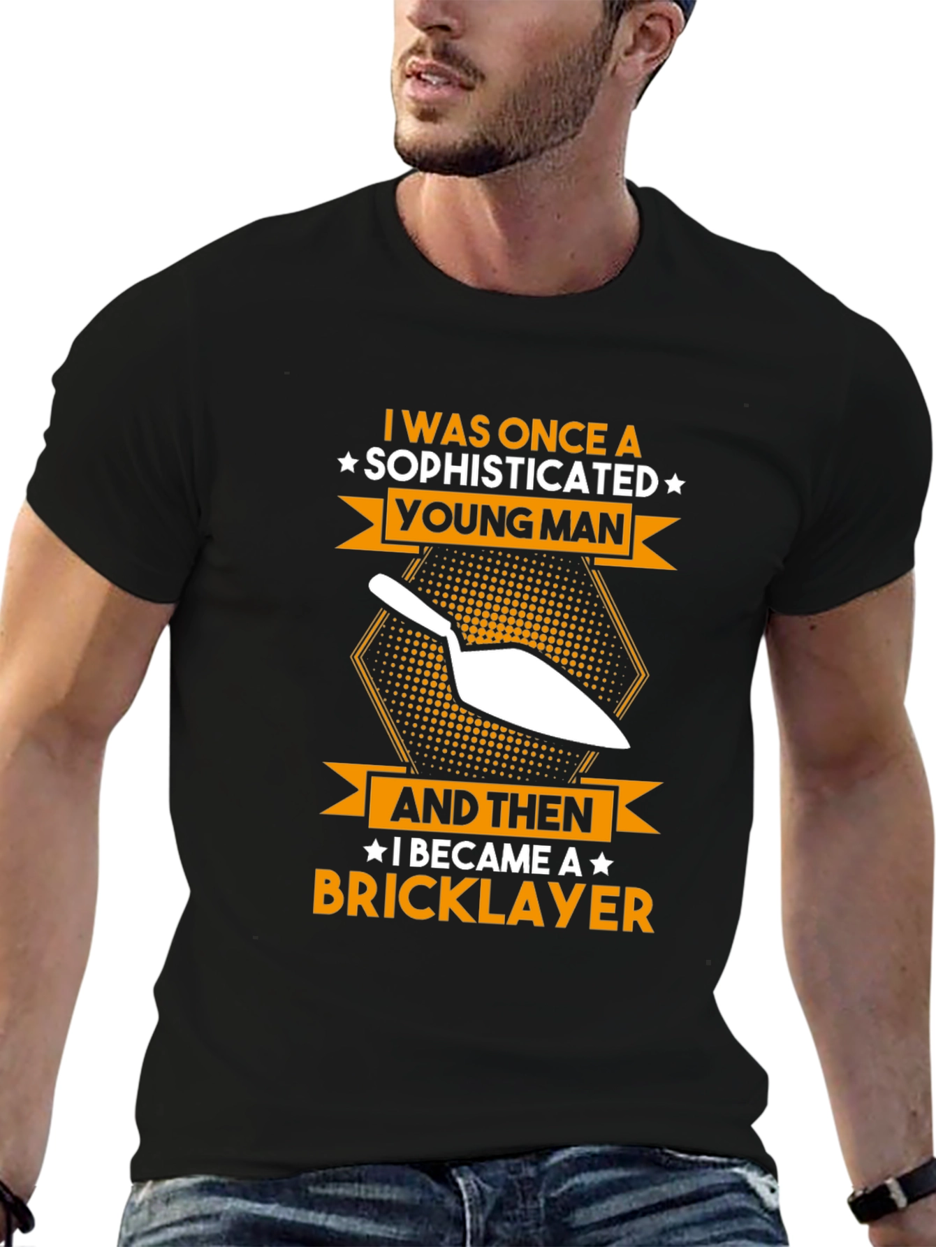 Black Bricklayer T-Shirt - Sophisticated Young Man view 6