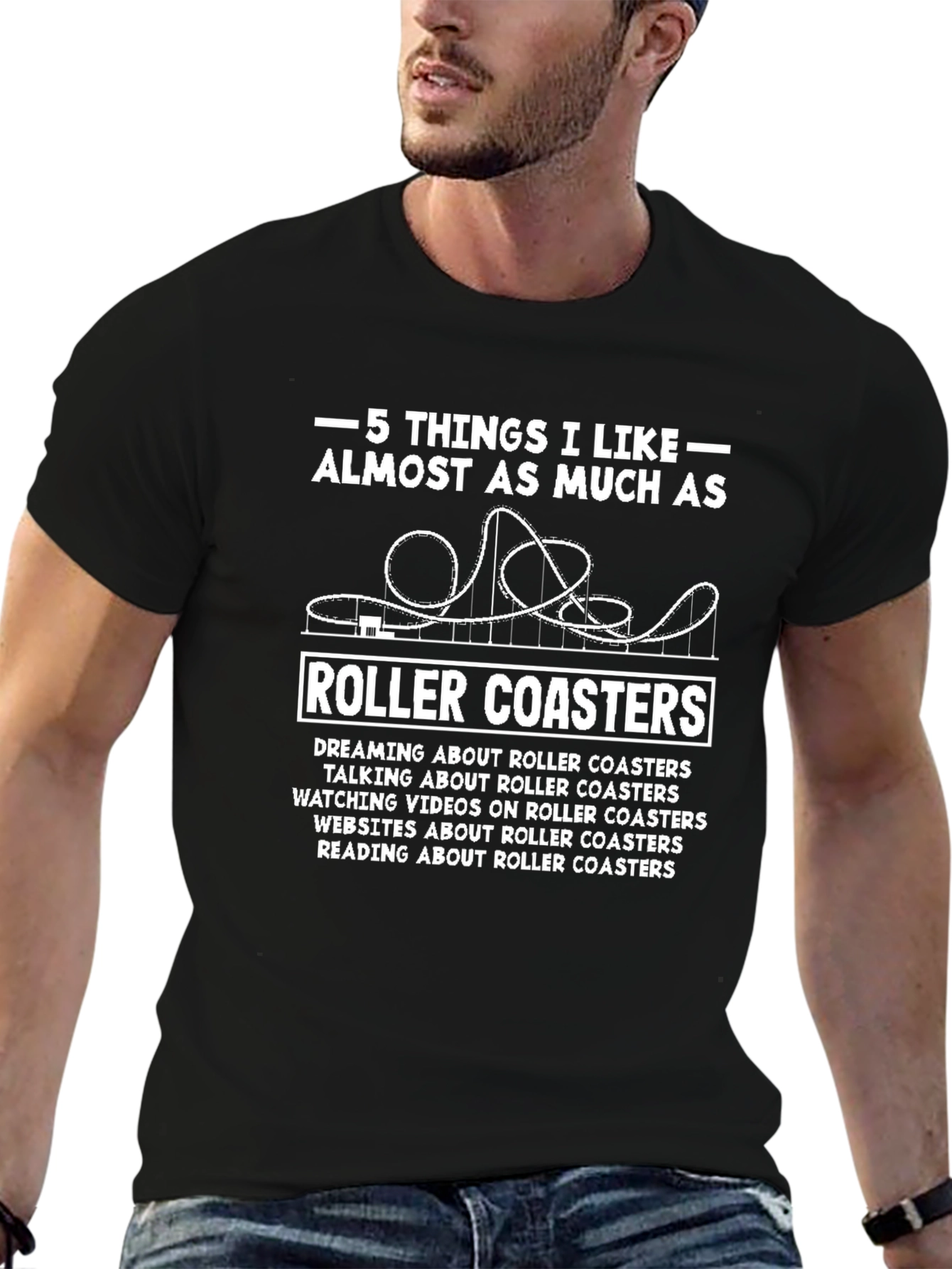 Black Roller Coaster Fan T-Shirt - 5 Things I Like view 6