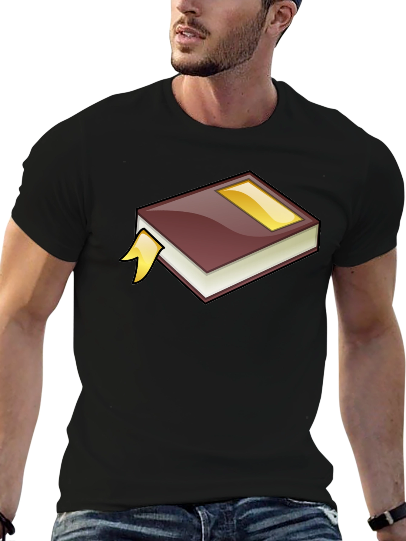 Cartoon Book Graphic Tee - Black Cotton T-Shirt - 6
