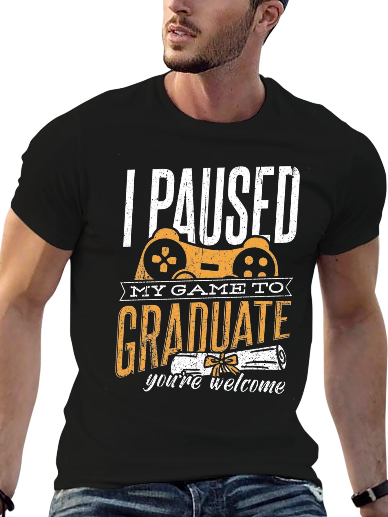 Black Gamer Graduation T-Shirt - I Paused My Game To Graduate view 6