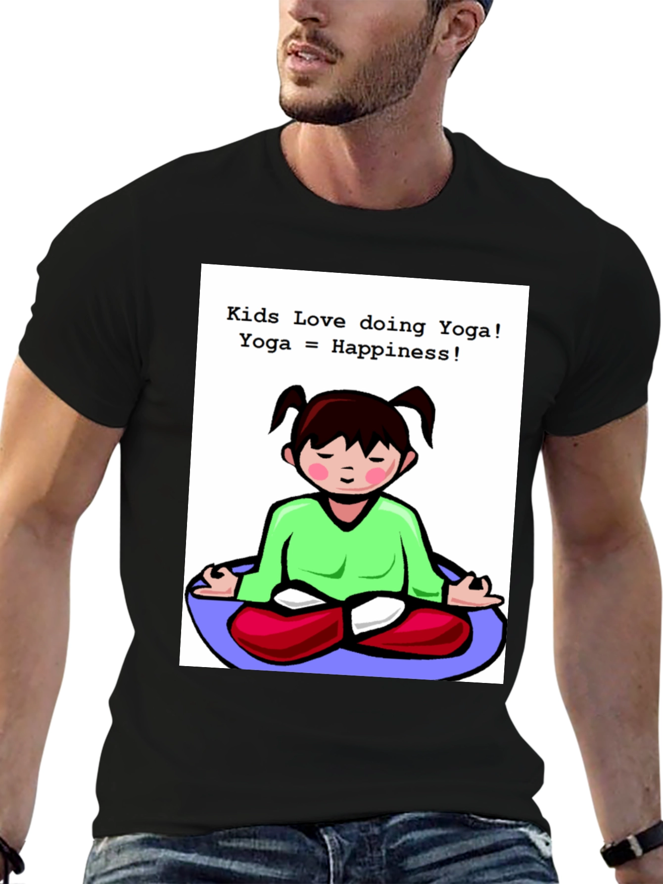 Black Kids Yoga T-Shirt - Love Doing Yoga view 6