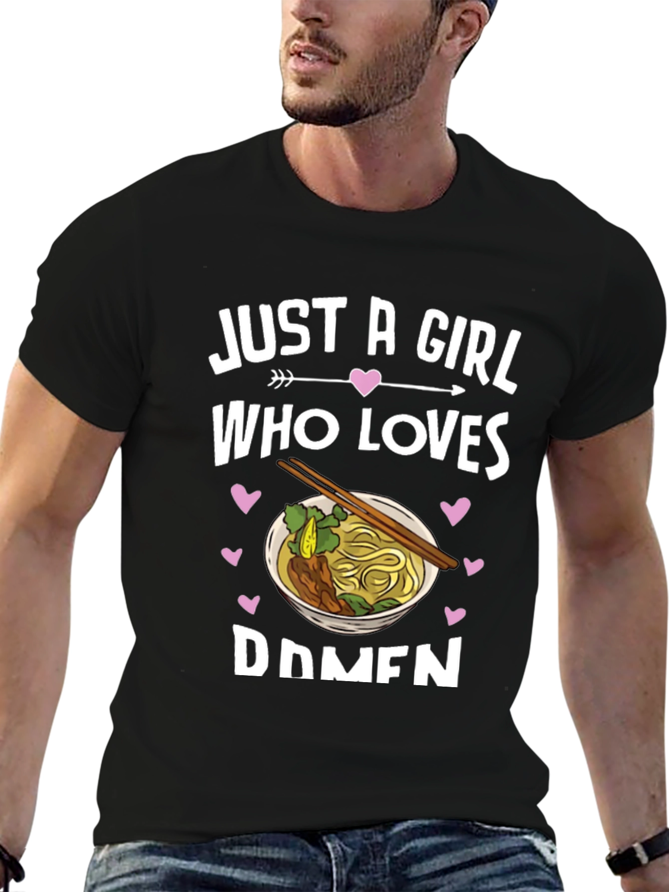 Black Just A Girl Who Loves Ramen Graphic Tee view 6