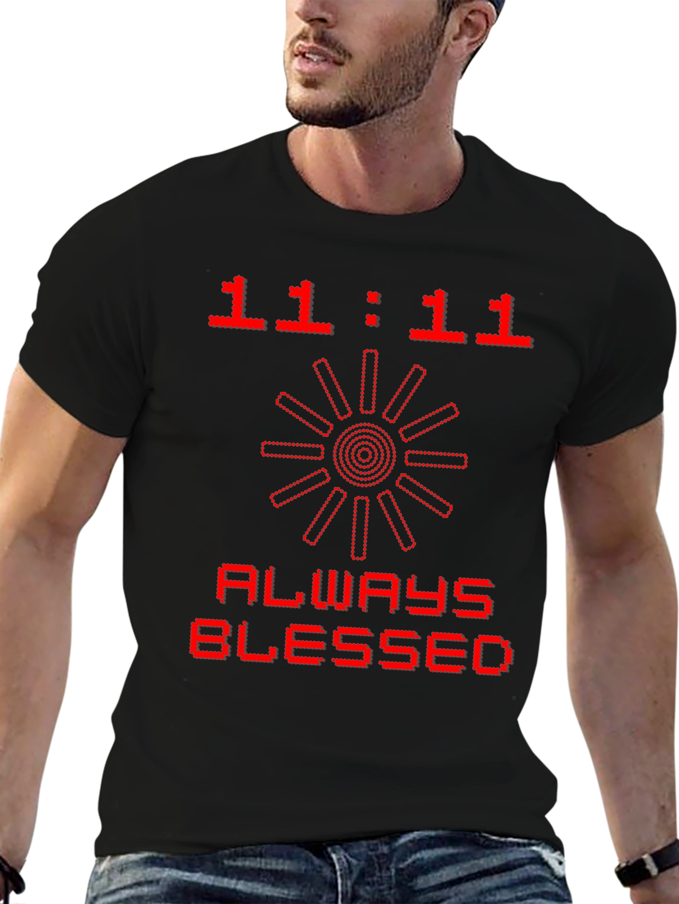 Black 11:11 Always Blessed Graphic Tee - Black view 6