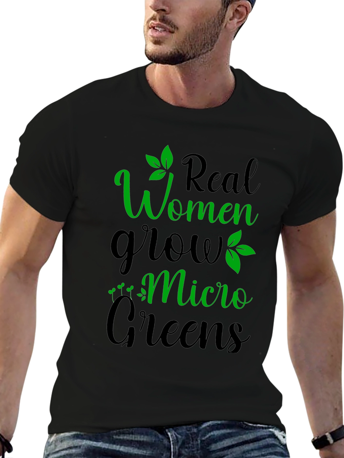 Black Real Women Grow Micro Greens Graphic T-Shirt view 6