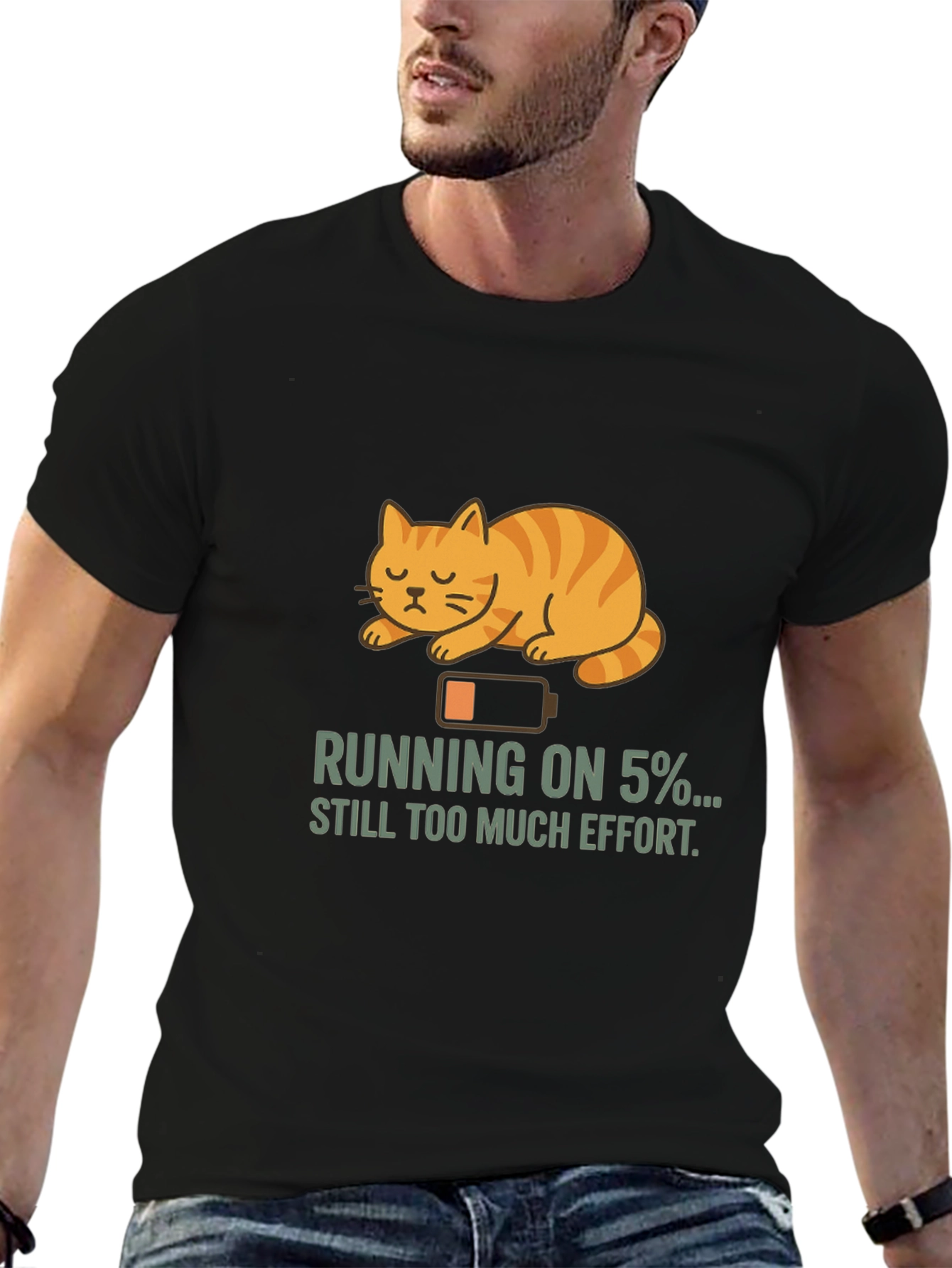 Black Running on 5% Cat T-Shirt view 6
