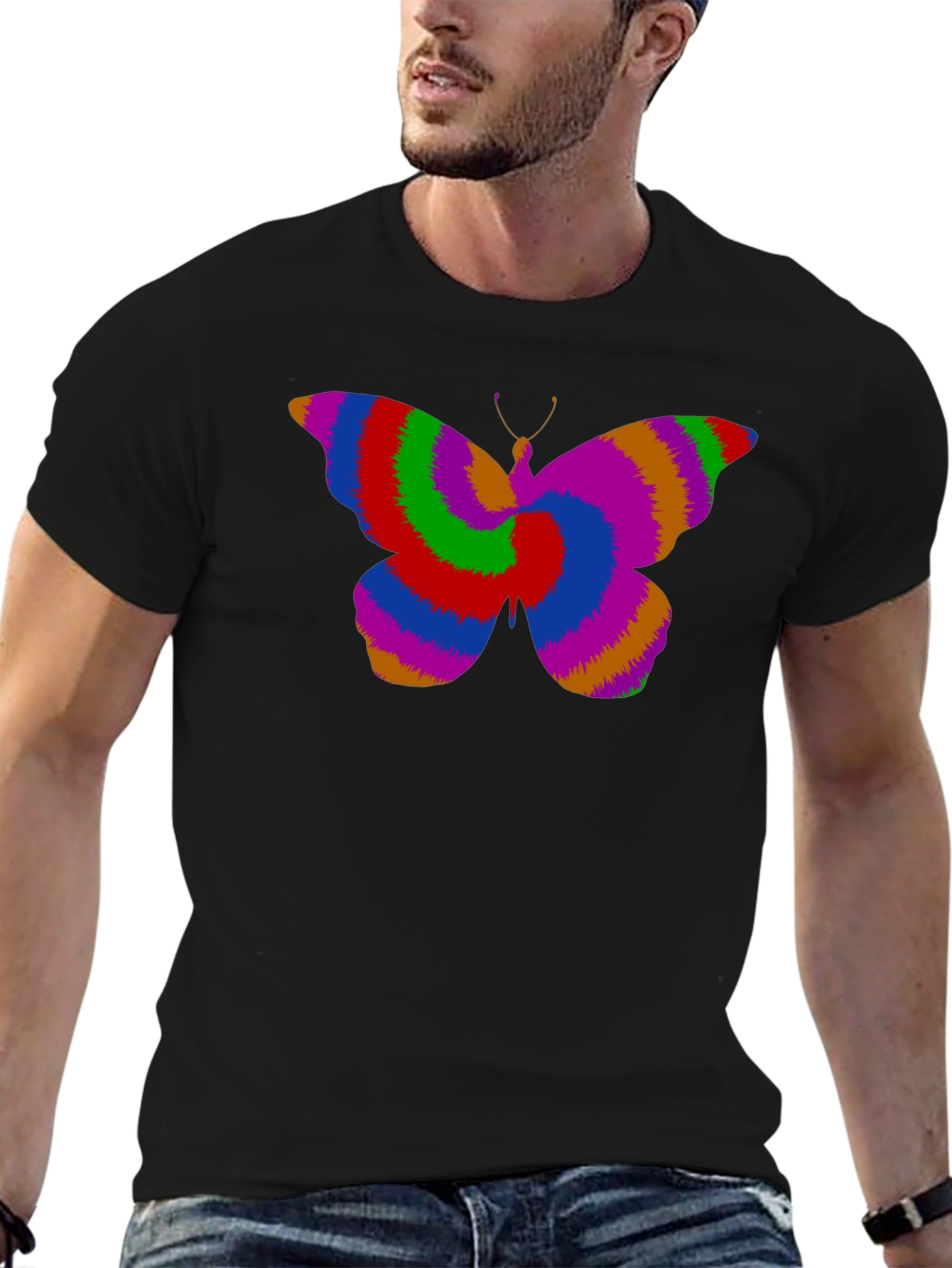 Black Psychedelic Butterfly Graphic Tee view 6