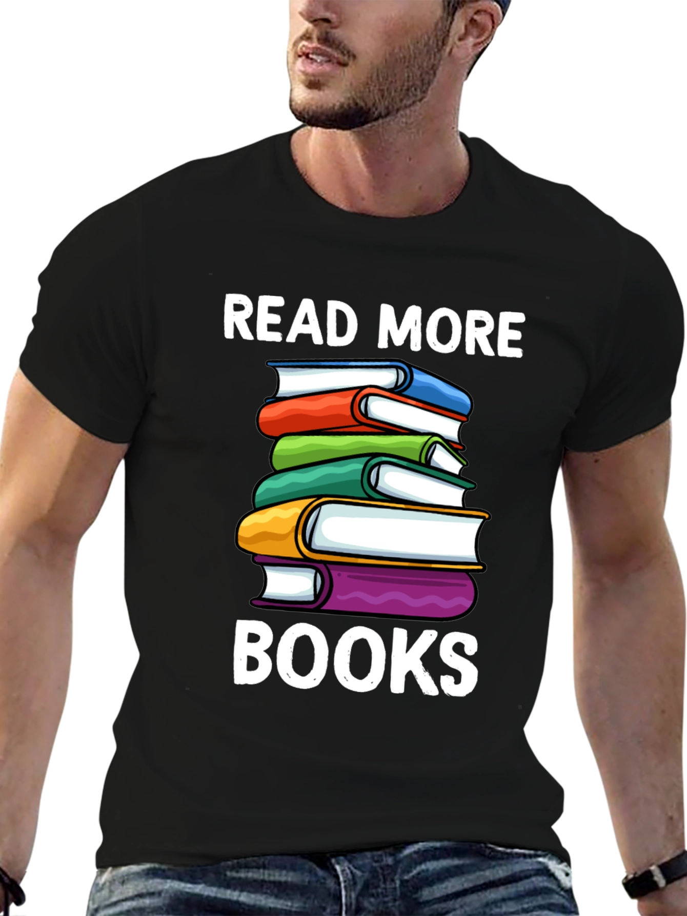 Black Read More Books T-Shirt - Book Lover Tee view 6
