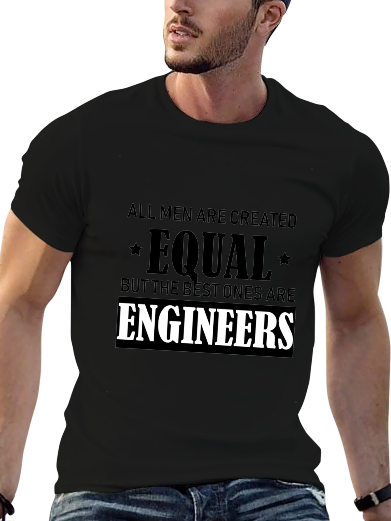 Black Engineer Pride T-Shirt: All Men Are Created Equal Tee view 6