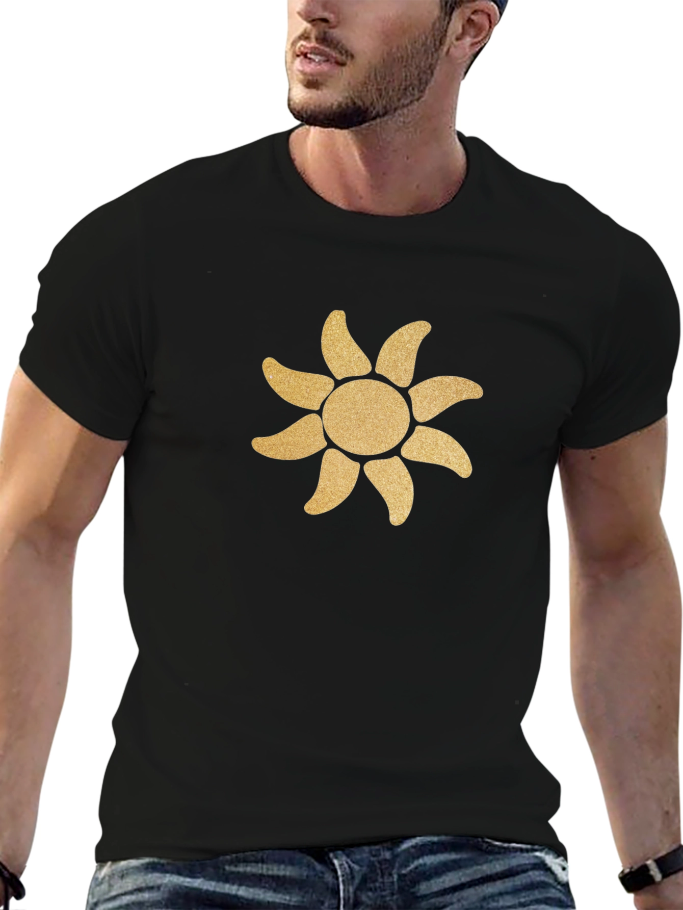 Golden Sun Graphic Black T-Shirt - 6