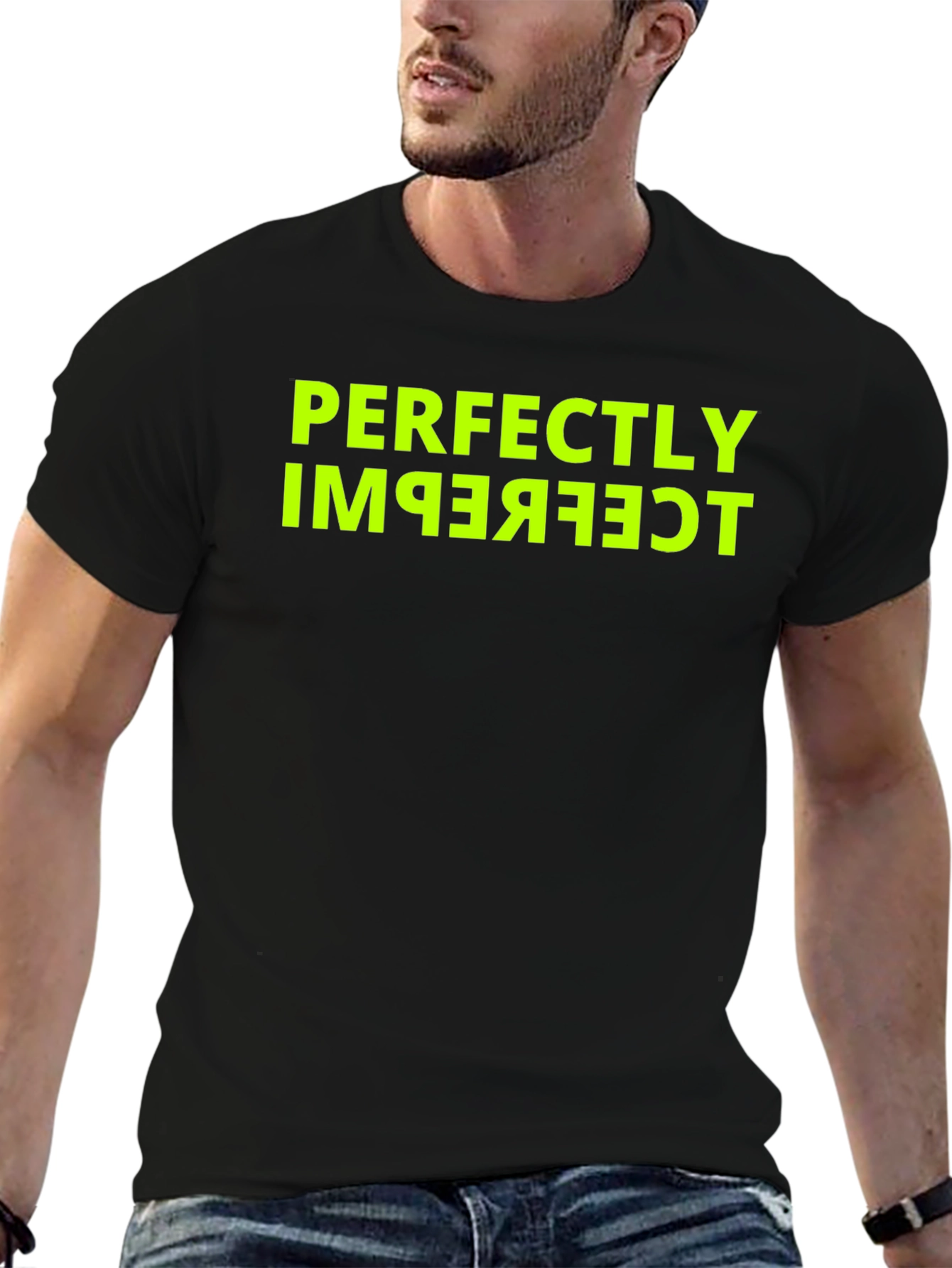 Black Perfectly Imperfect Funny Graphic Tee - Black view 6