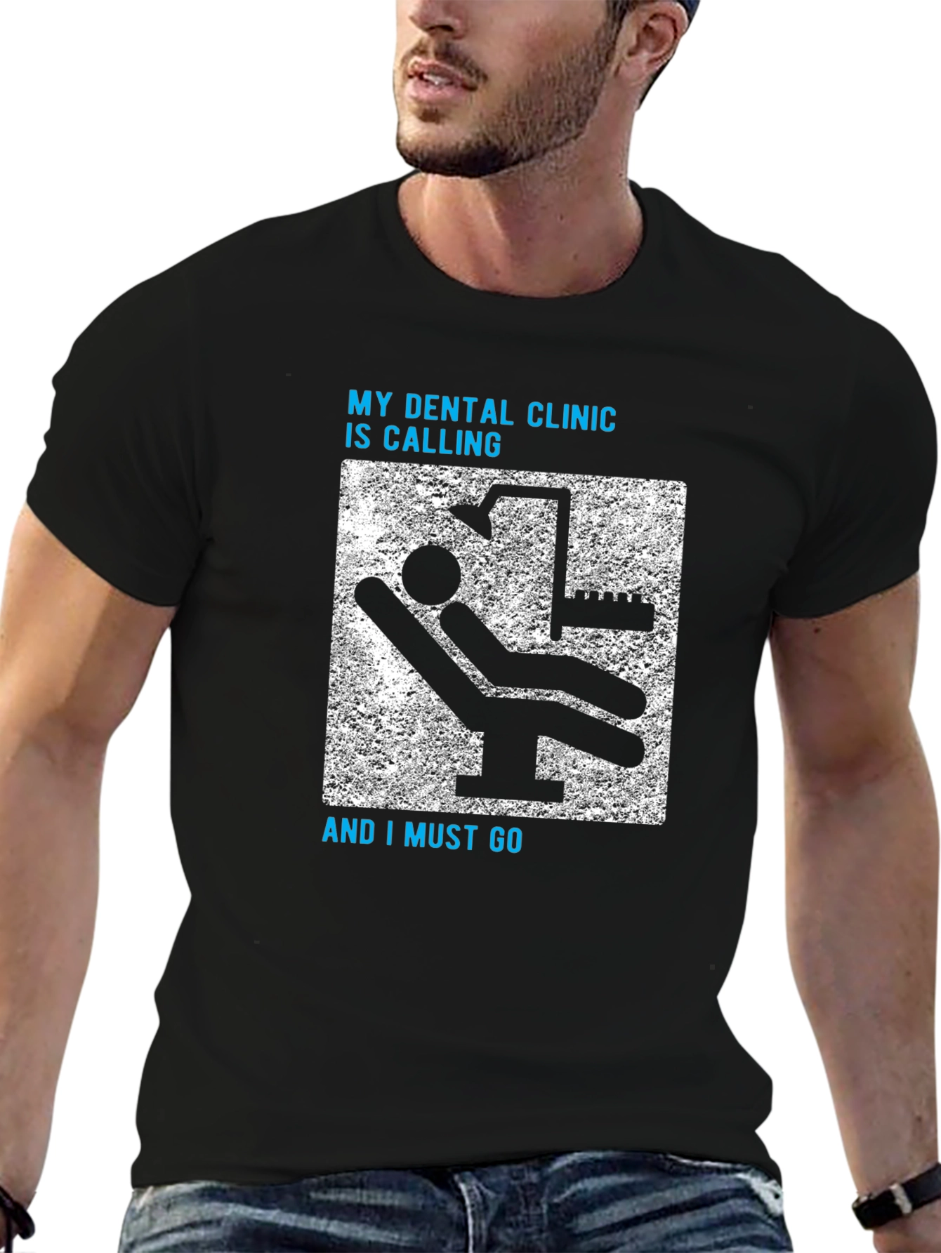 Black Dental Clinic Calling Graphic T-Shirt view 6