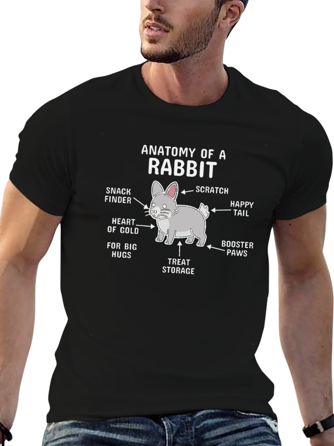 Black Anatomy of a Rabbit Black T-Shirt view 6