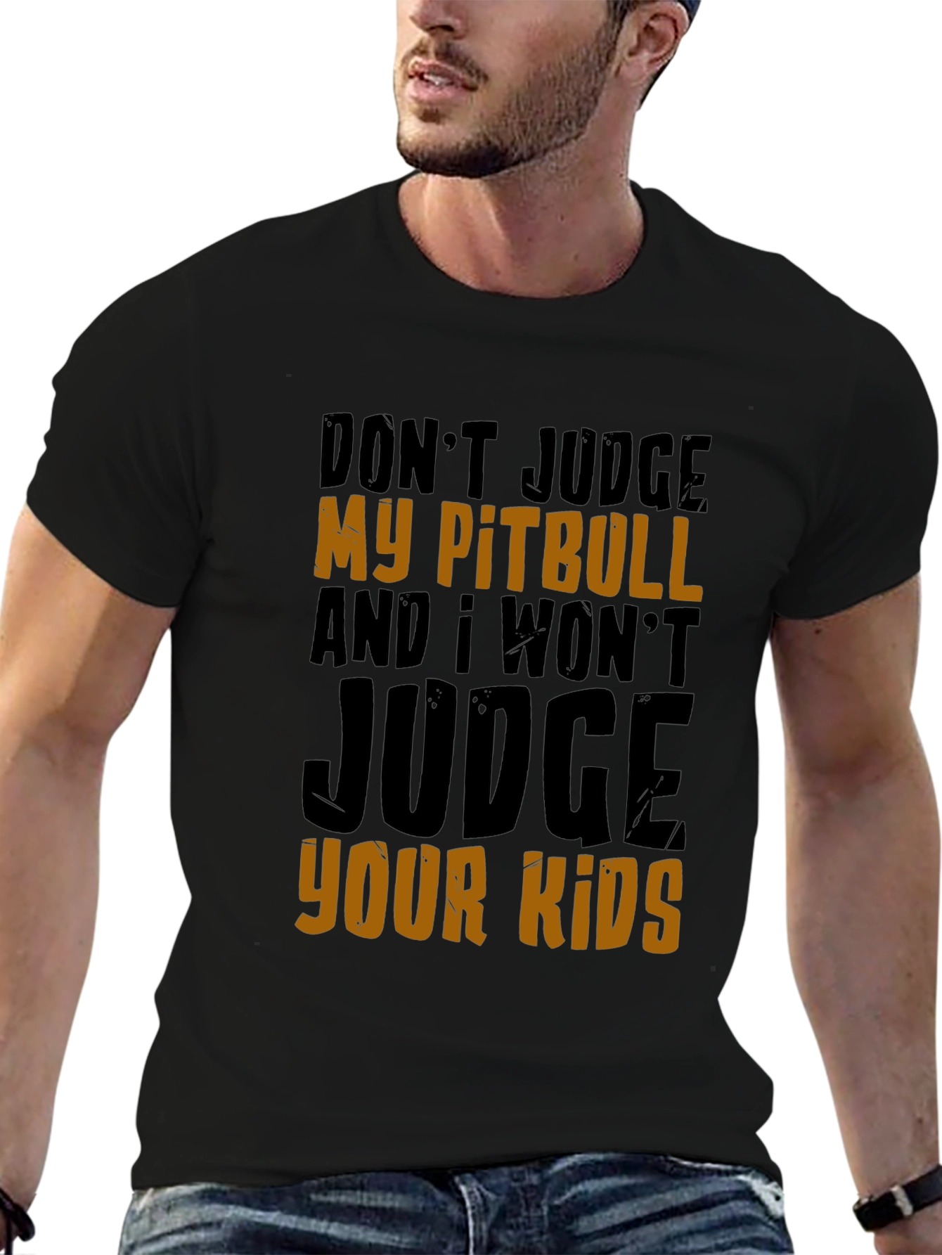 Black Don't Judge My Pitbull T-Shirt view 6