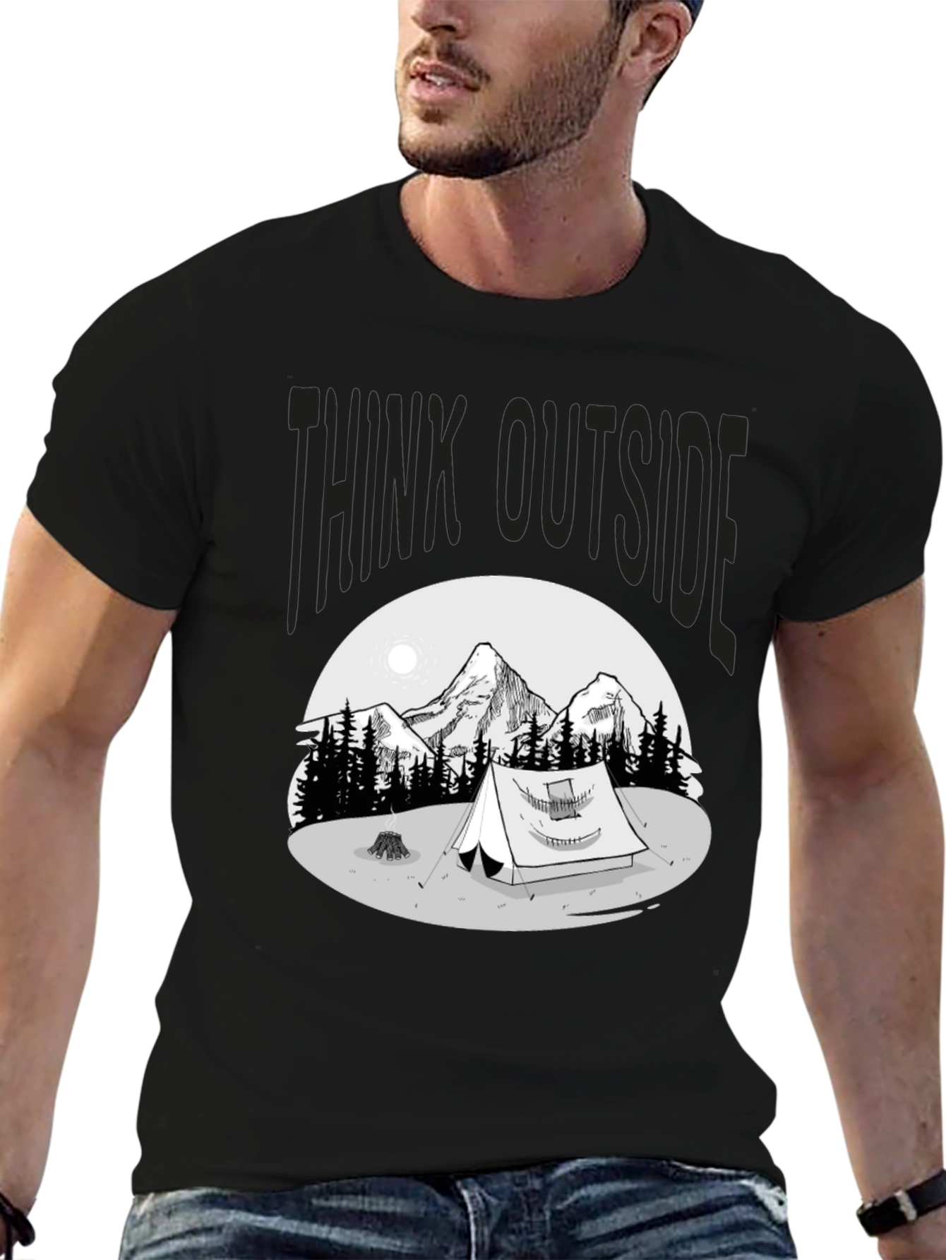 Black Think Outside Graphic T-Shirt view 6