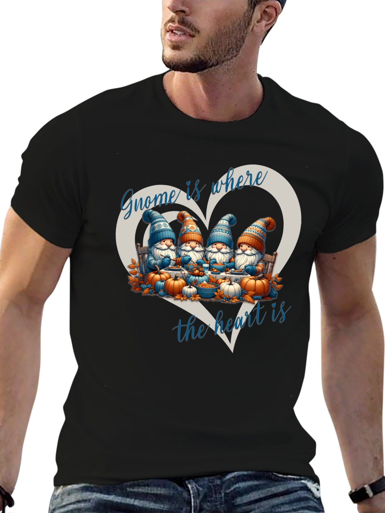 Black Gnome is Where the Heart is T-Shirt view 6