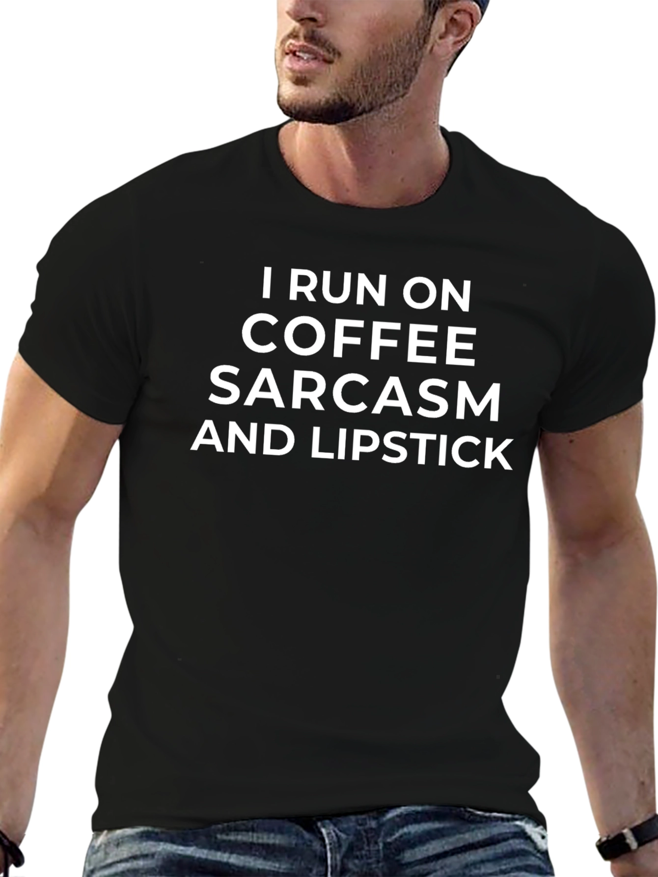 Black Coffee Sarcasm Lipstick Funny Graphic Tee view 6