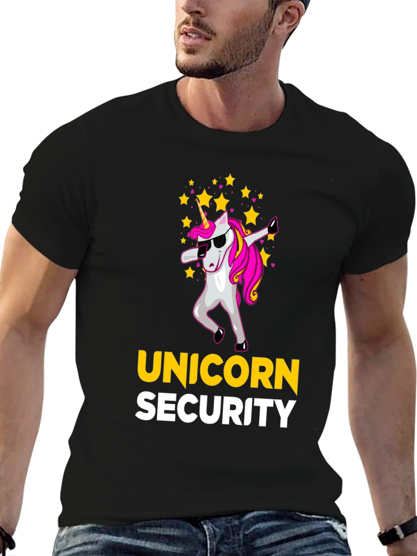 Black Unicorn Security Graphic T-Shirt - Fun & Unique Design view 6