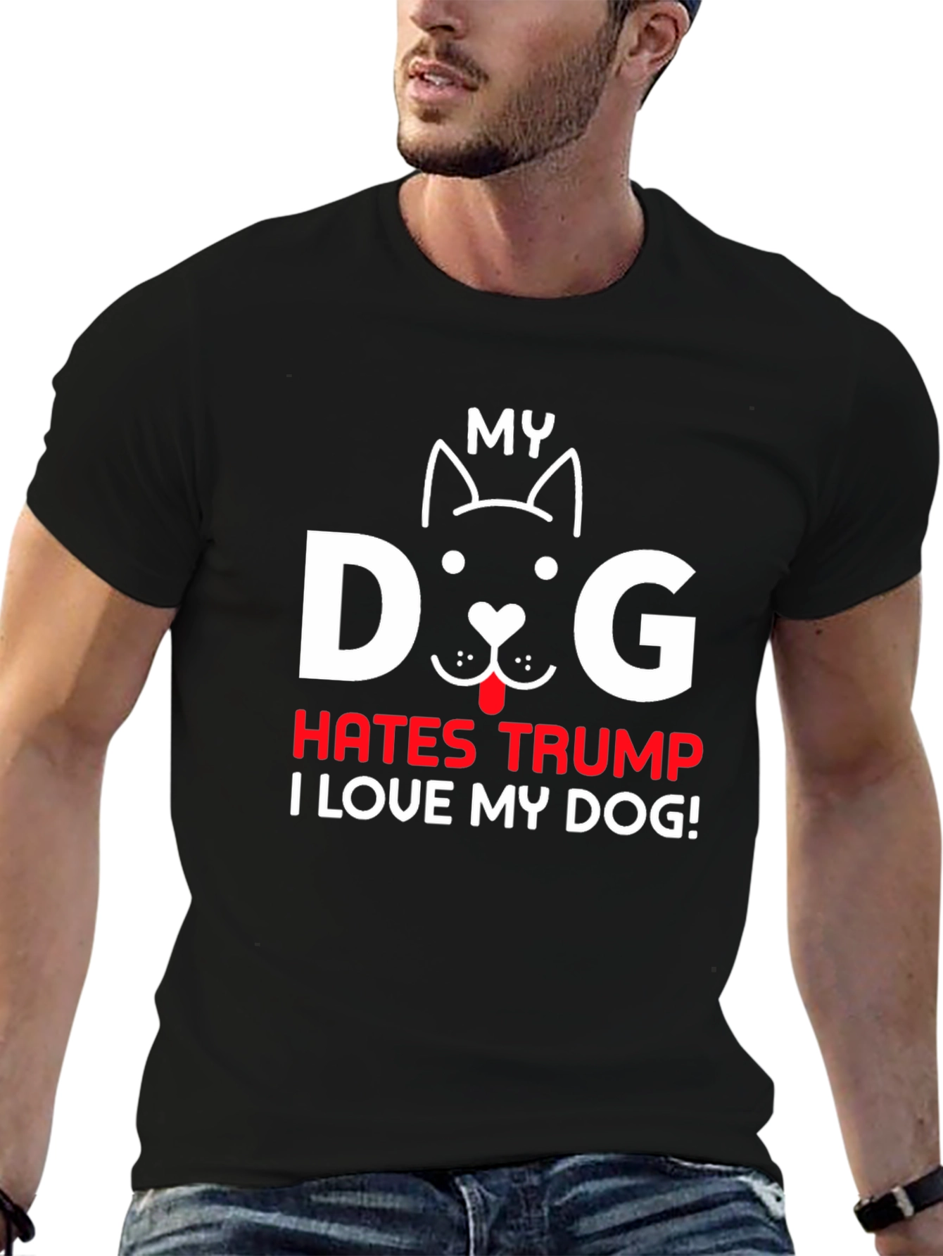 Black My Dog Hates Trump T-Shirt, Pet Lover Tee view 6