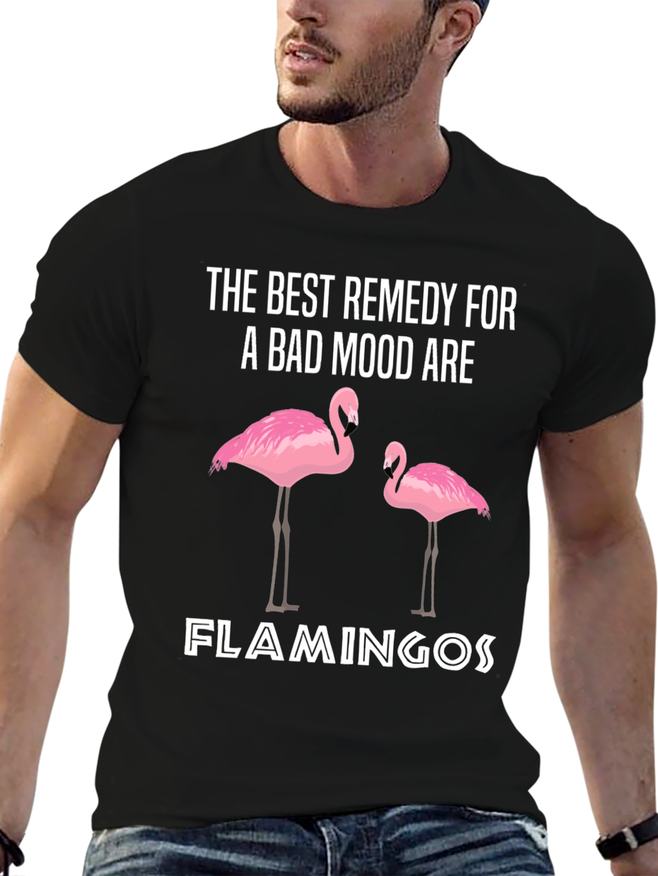 Black Funny Flamingo Remedy T-Shirt view 6