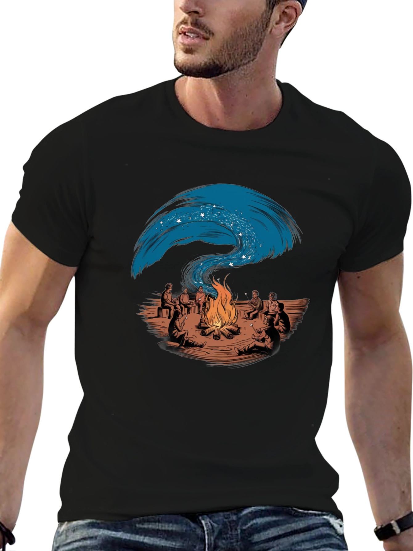 Black Campfire Story T-Shirt view 6