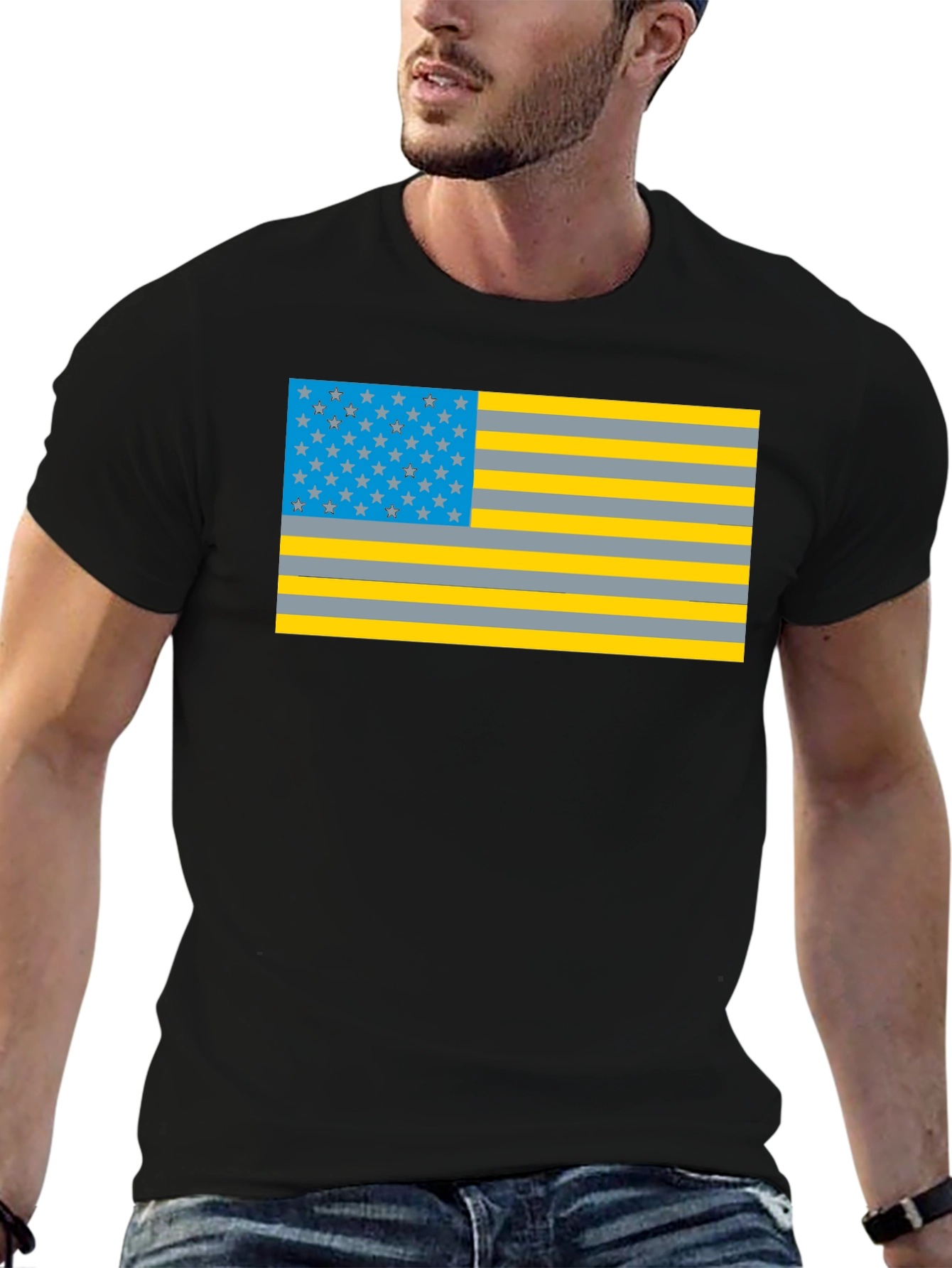 Black Novelty American Flag Graphic T-Shirt view 6