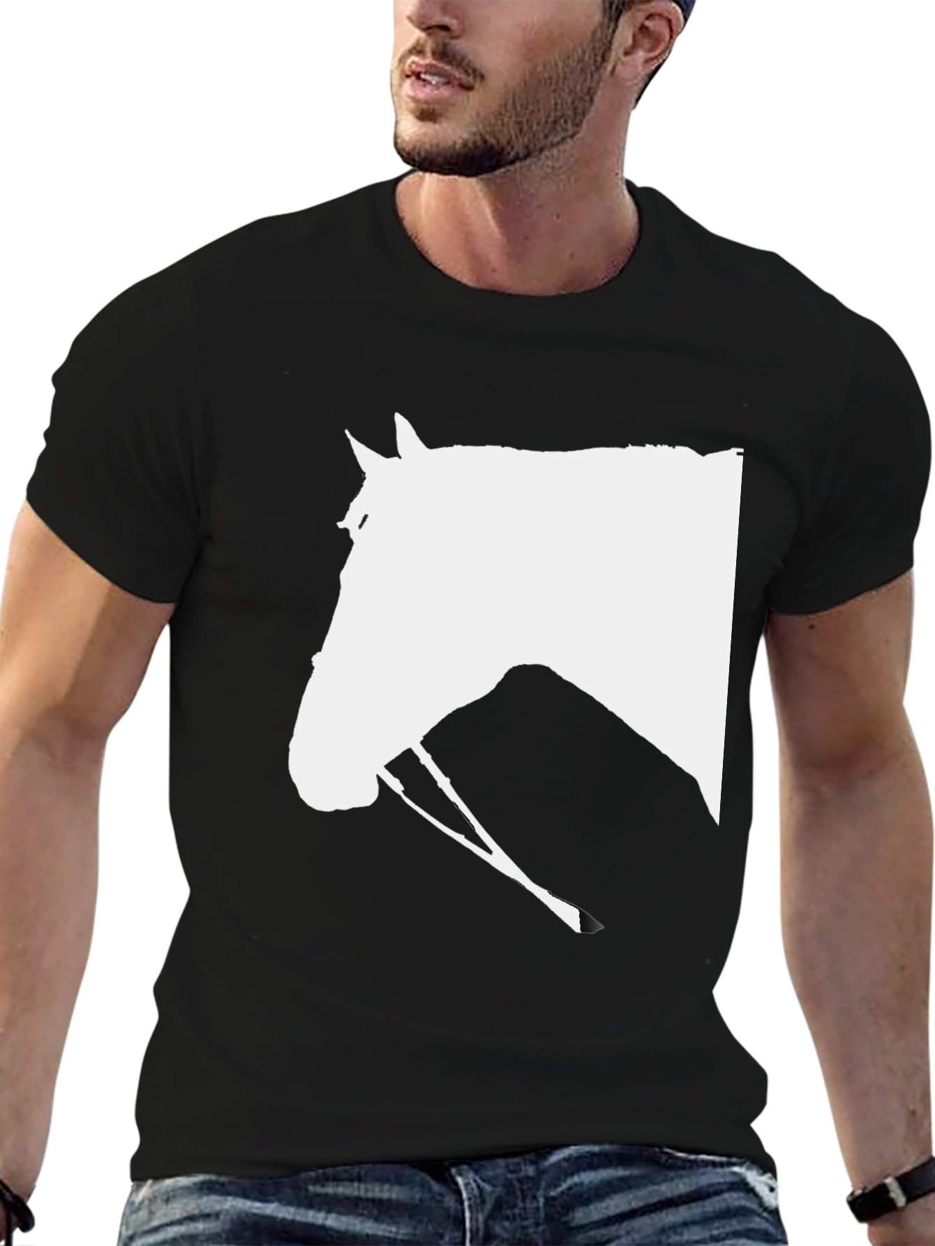 Black Horse Head Graphic Tee - Equestrian Style view 6