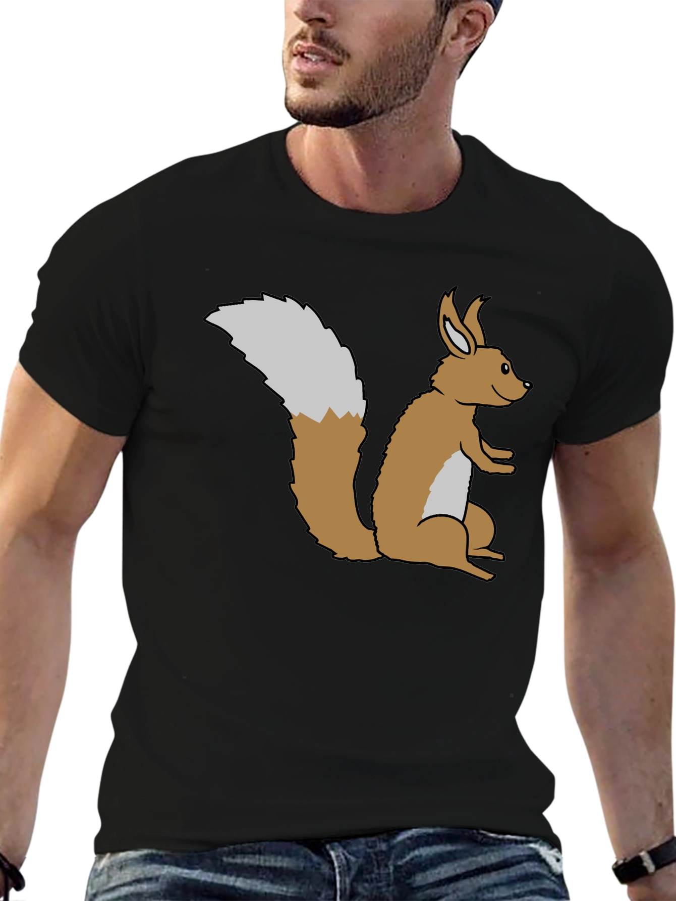 Black Squirrel Graphic Tee - Soft Black Cotton view 6