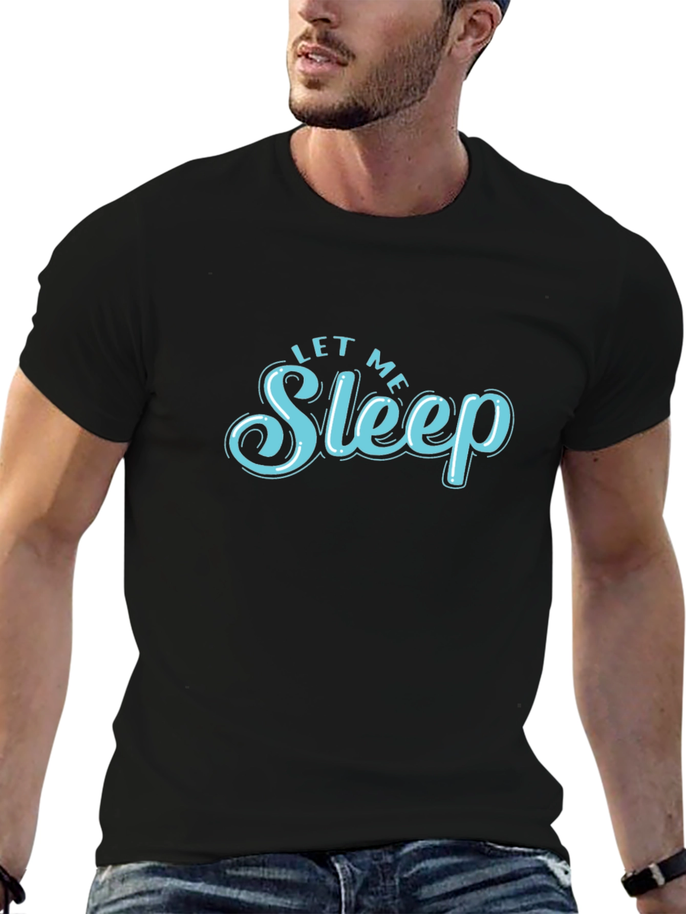 Black Let Me Sleep Graphic Tee - Soft Cotton Blend view 6