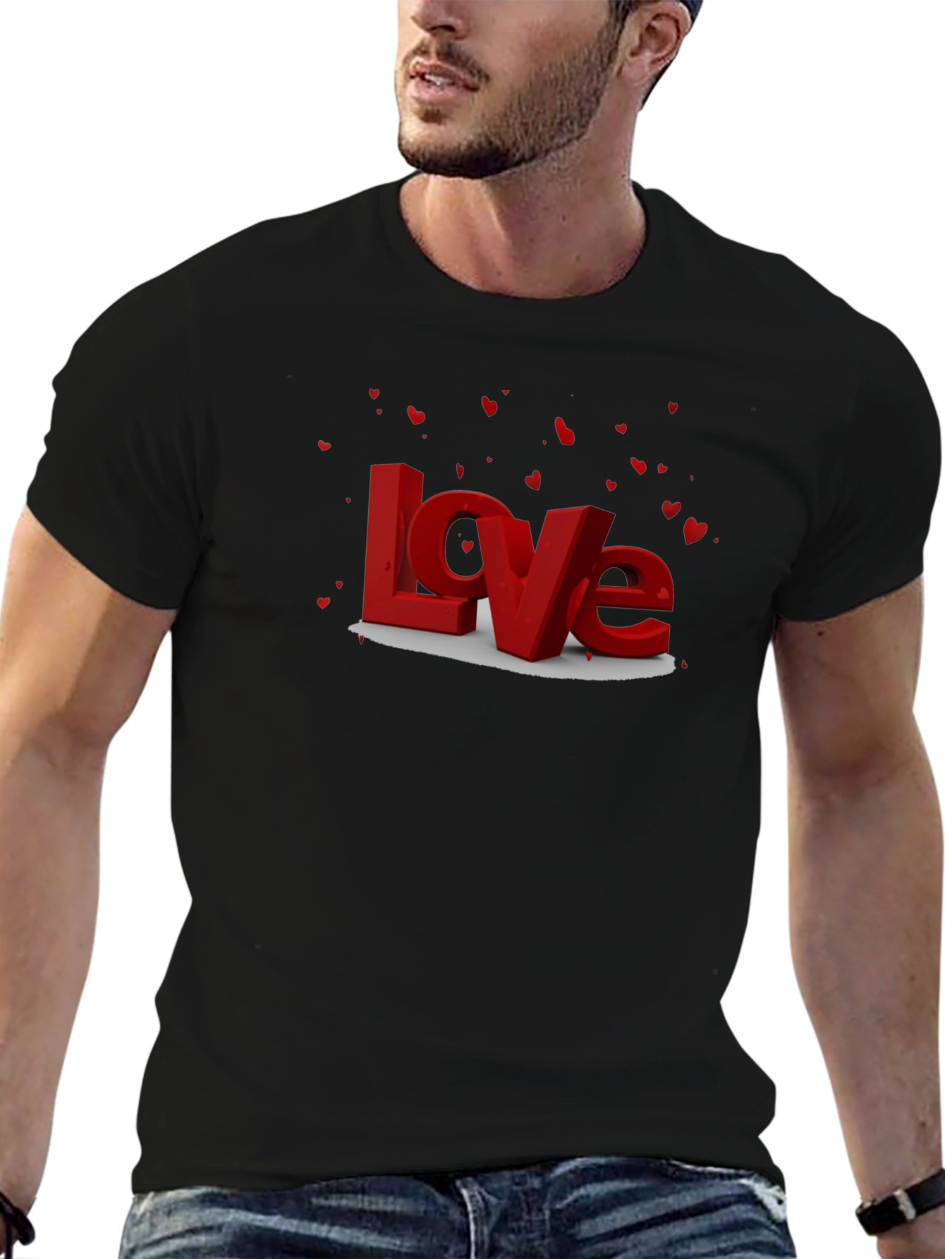 Black Love Graphic Tee - Men's Valentine's Day Shirt view 6