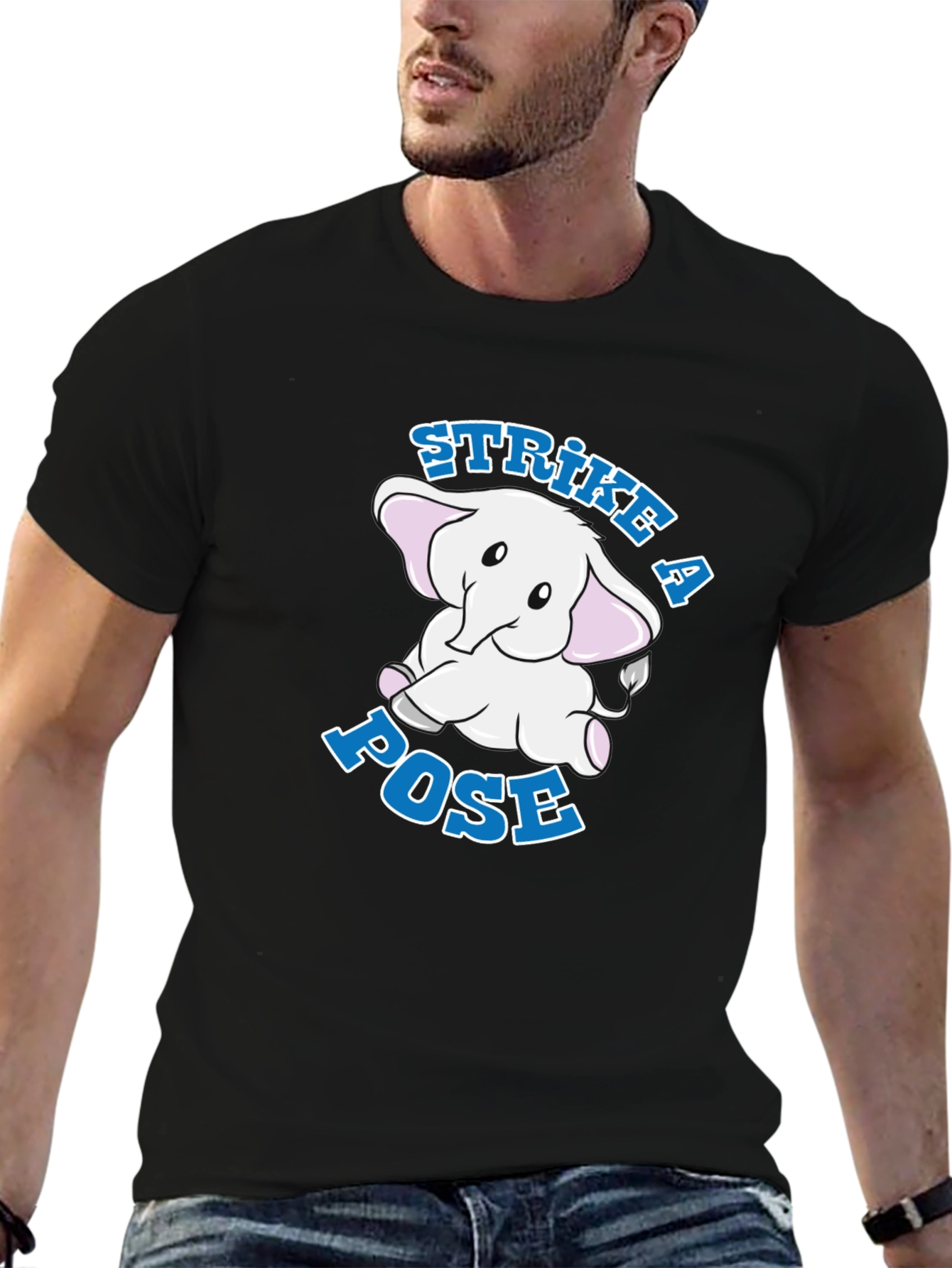 Black Strike a Pose Elephant Graphic Tee view 6