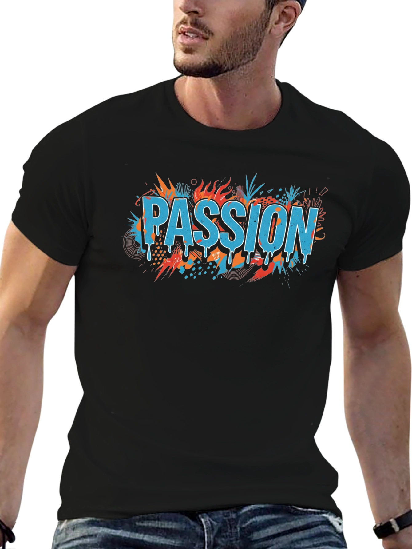 Black Passion Graphic T-Shirt - Trendy Design view 6