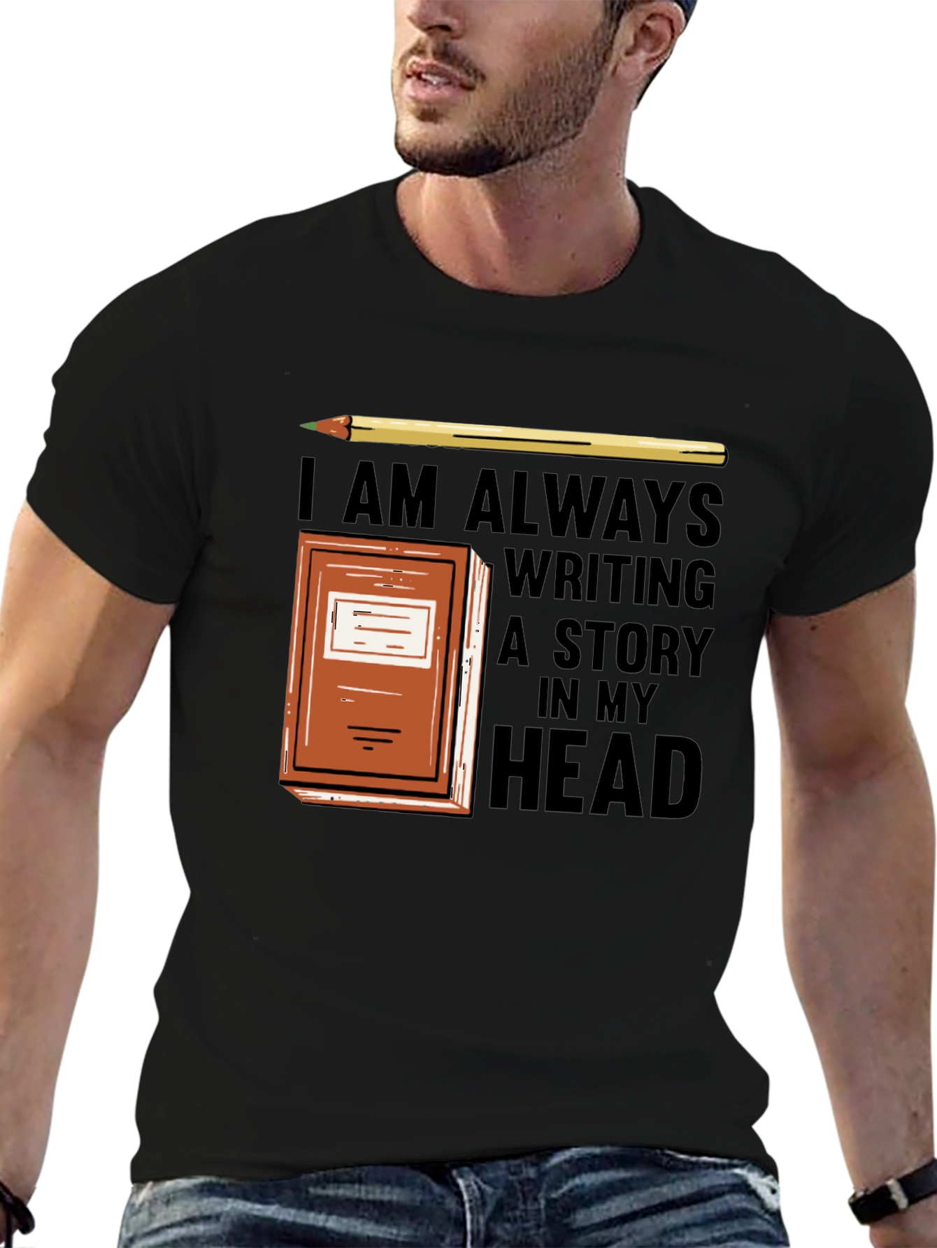 Black Writer's T-Shirt: Always Writing a Story in My Head view 6