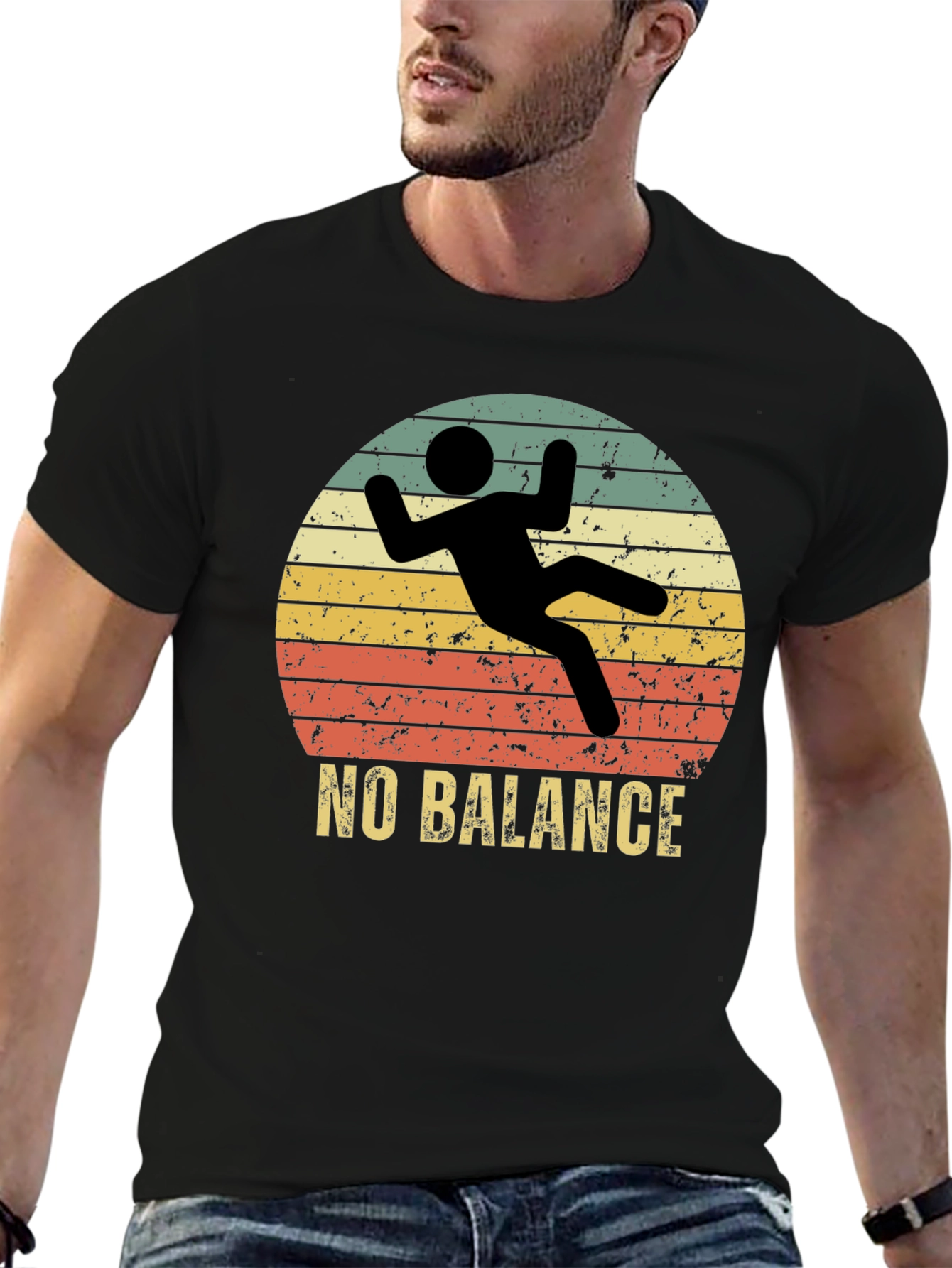 Black No Balance Funny Graphic Tee view 6