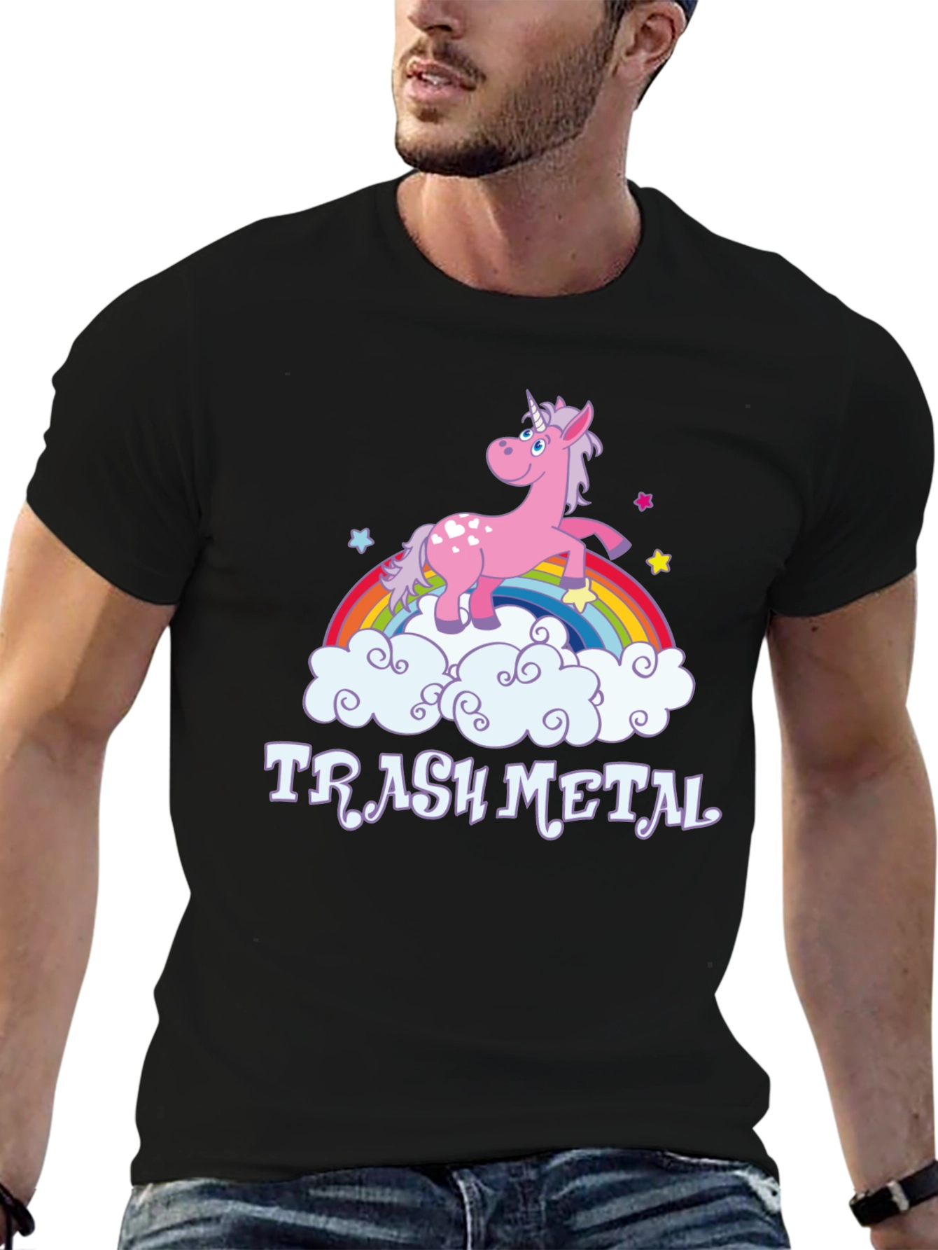 Black Trash Metal Unicorn T-Shirt view 6