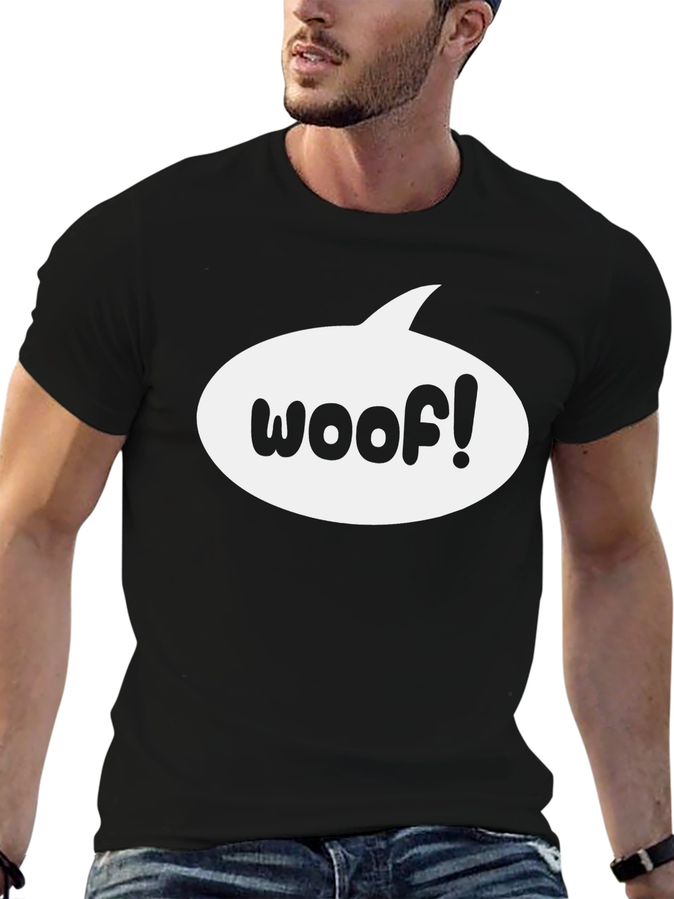 Black Woof! Speech Bubble Graphic Tee - Casual Comfort view 6