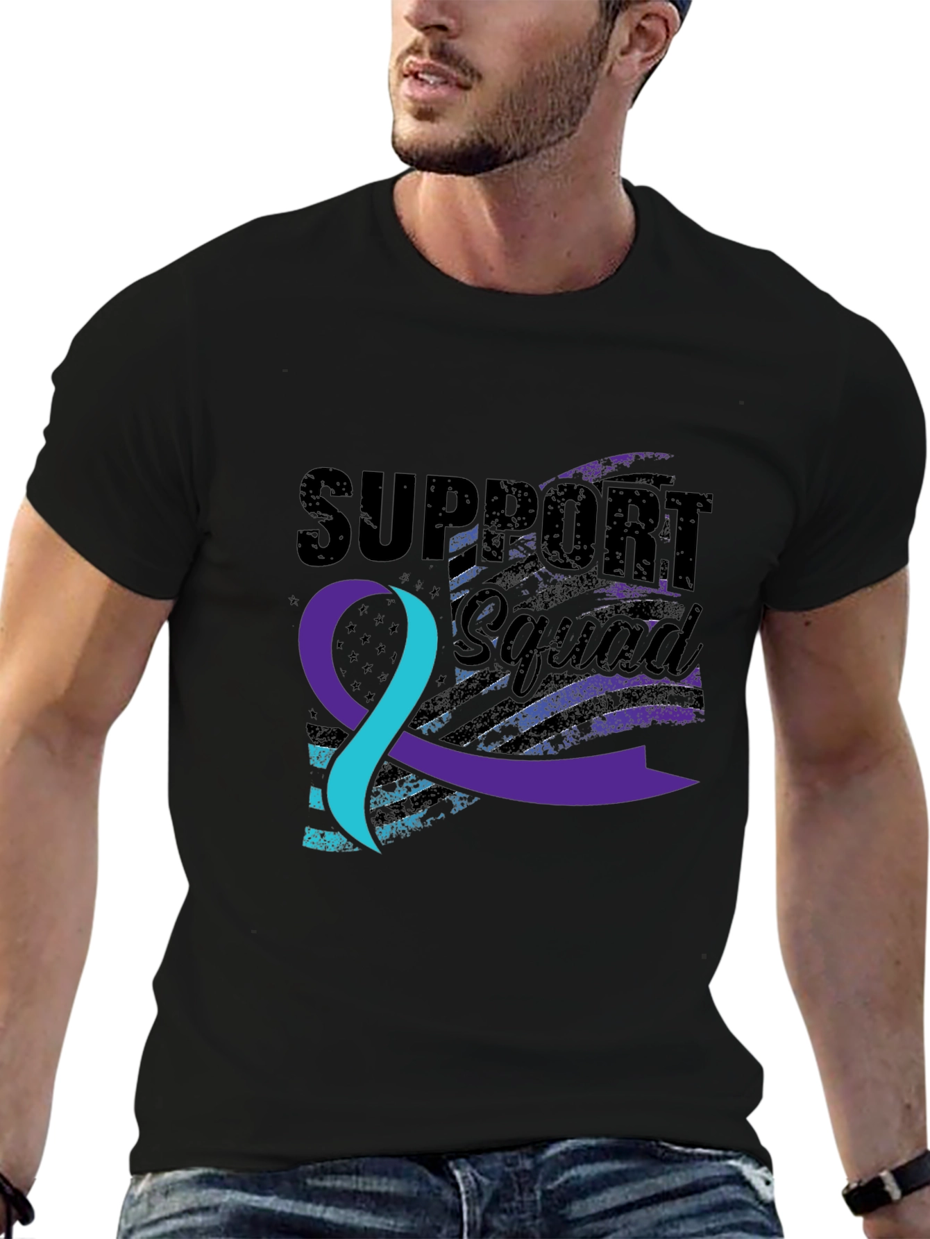 Black Support Squad Awareness T-Shirt view 6
