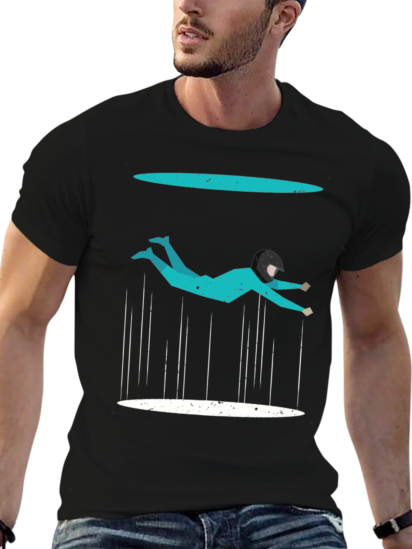 Black Geometric Skydiving T-Shirt view 6