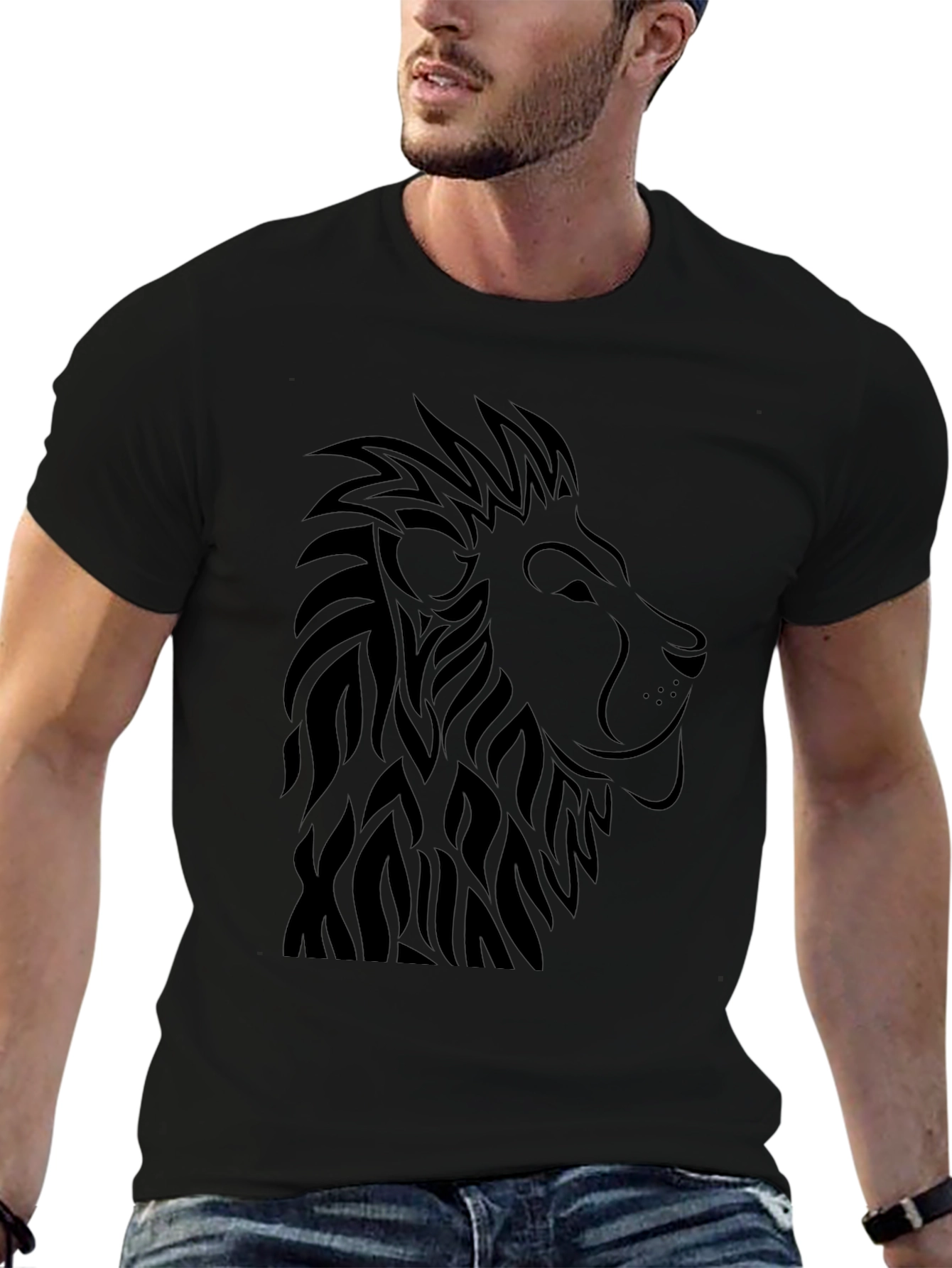 Black Lion Graphic Tee - Black Casual Shirt view 6