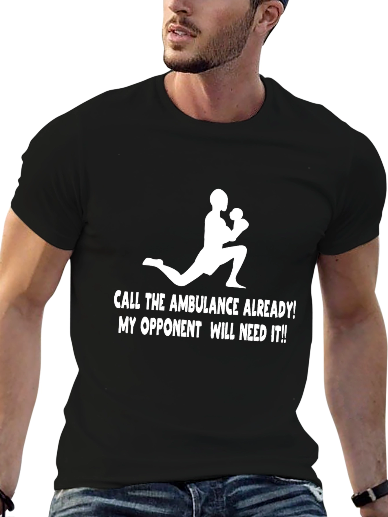 Black Funny Boxing T-Shirt: Call the Ambulance! view 6