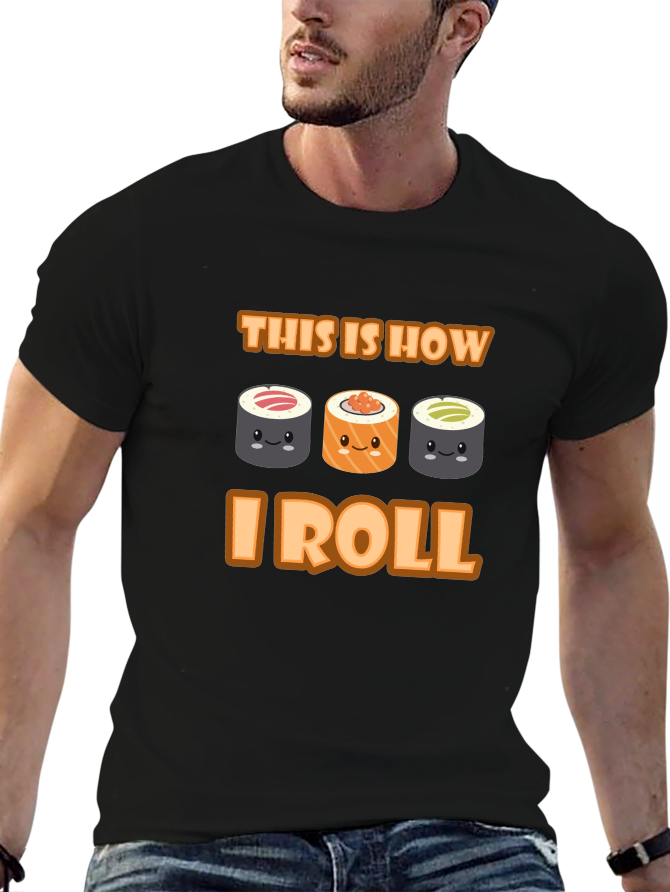 Black Sushi Roll T-Shirt - This Is How I Roll view 6