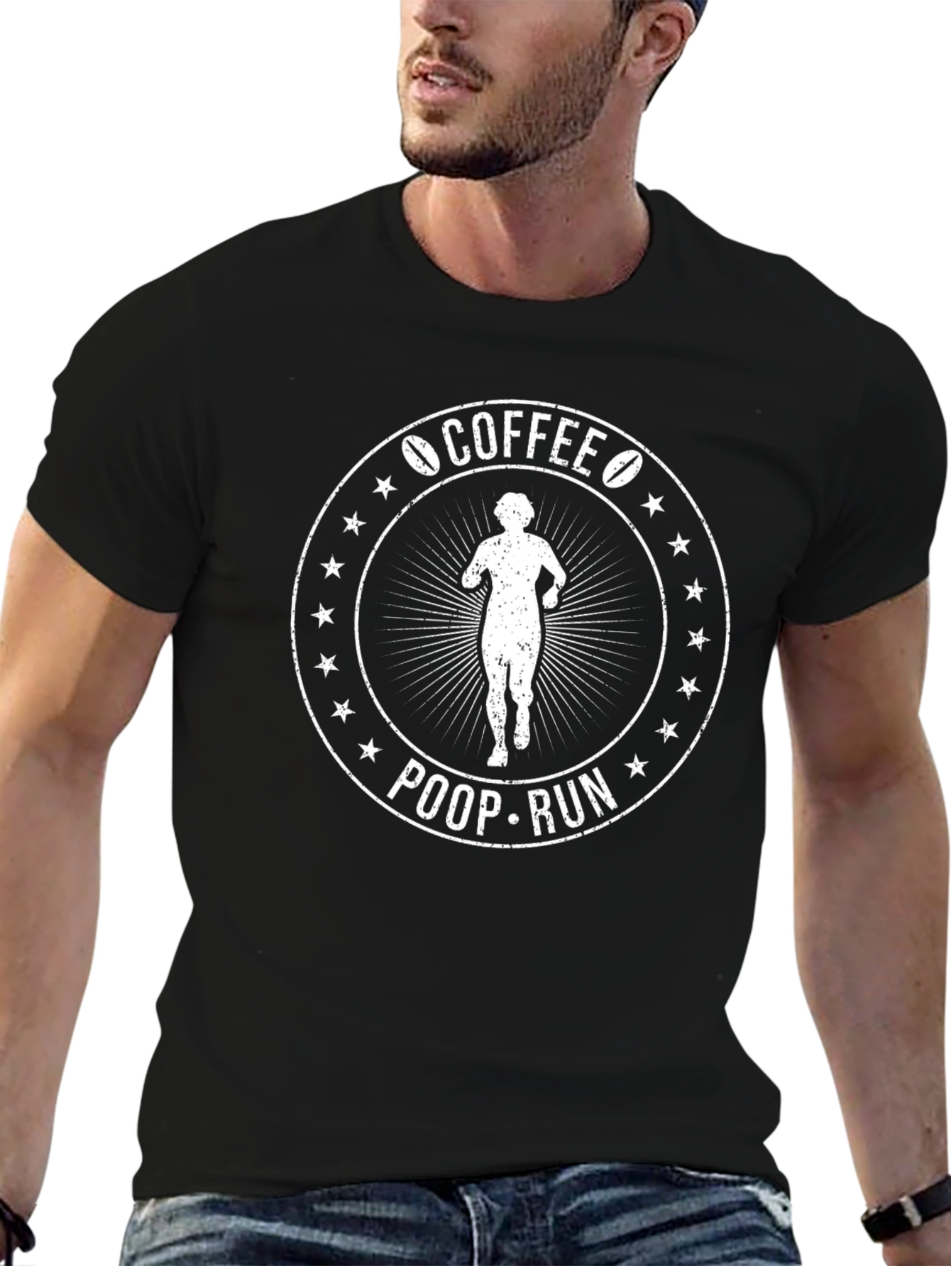 Black Coffee Poop Run Graphic T-Shirt view 6