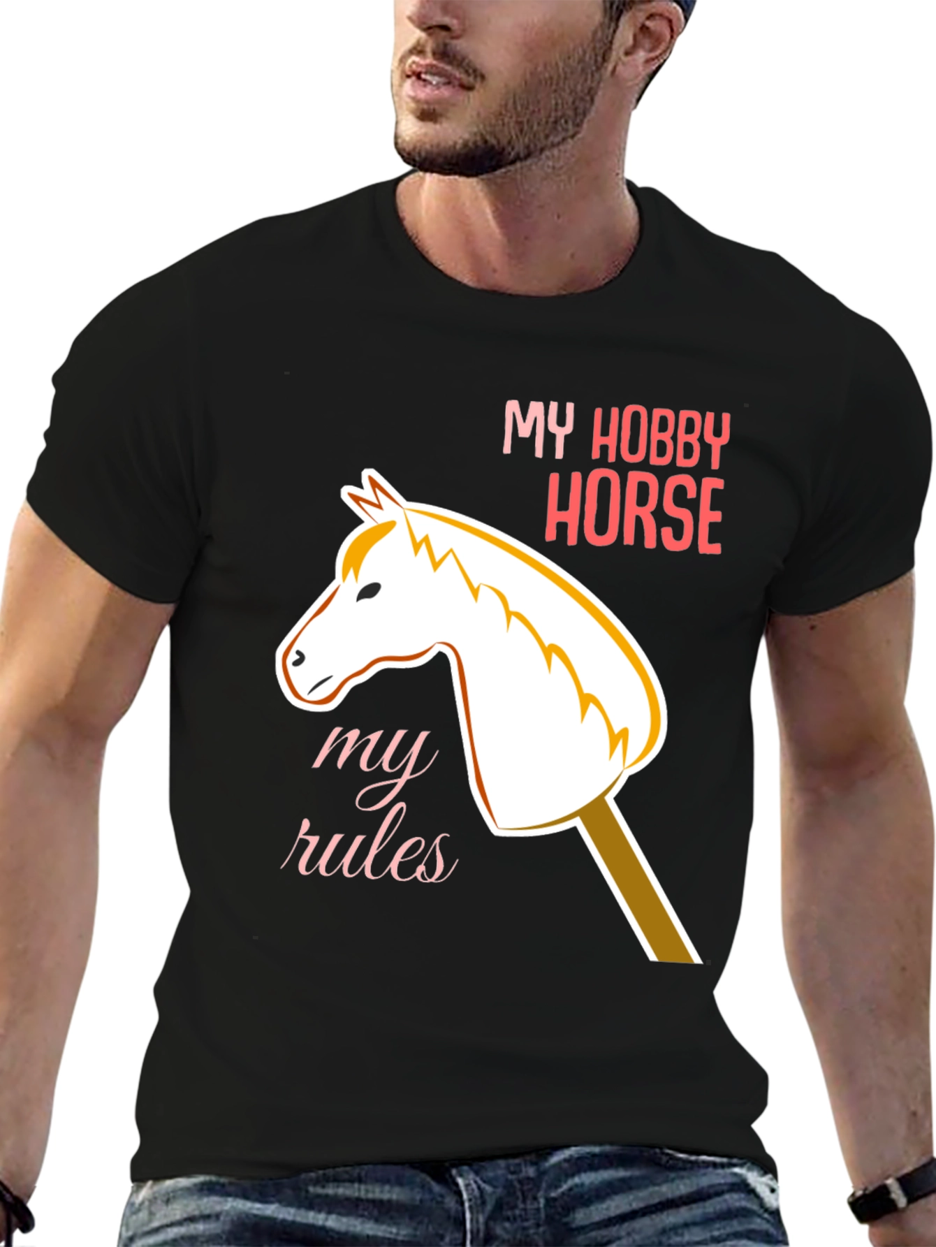 Black My Hobby Horse T-Shirt - Playful Equestrian Style view 6