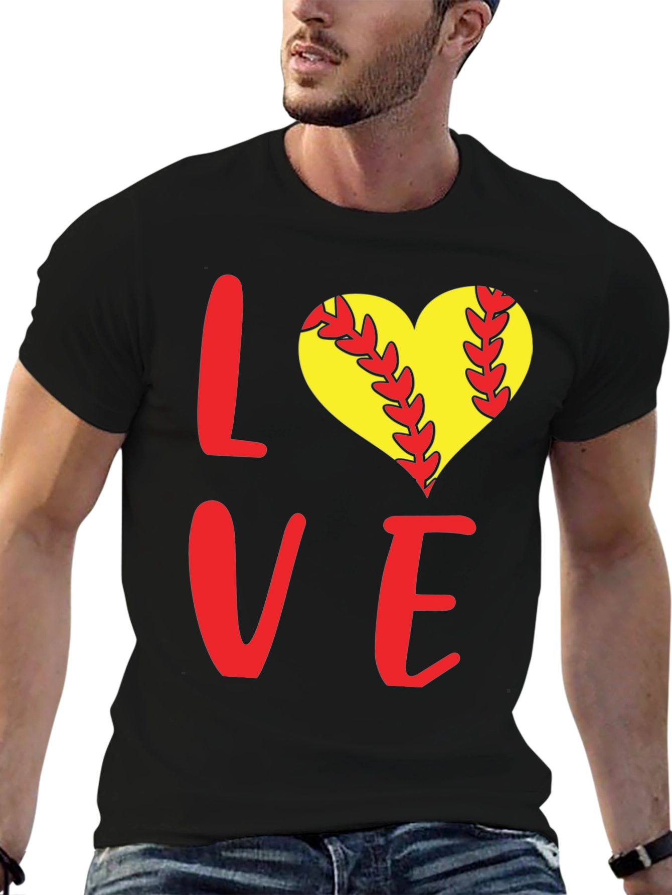 Black Softball Love T-Shirt view 6